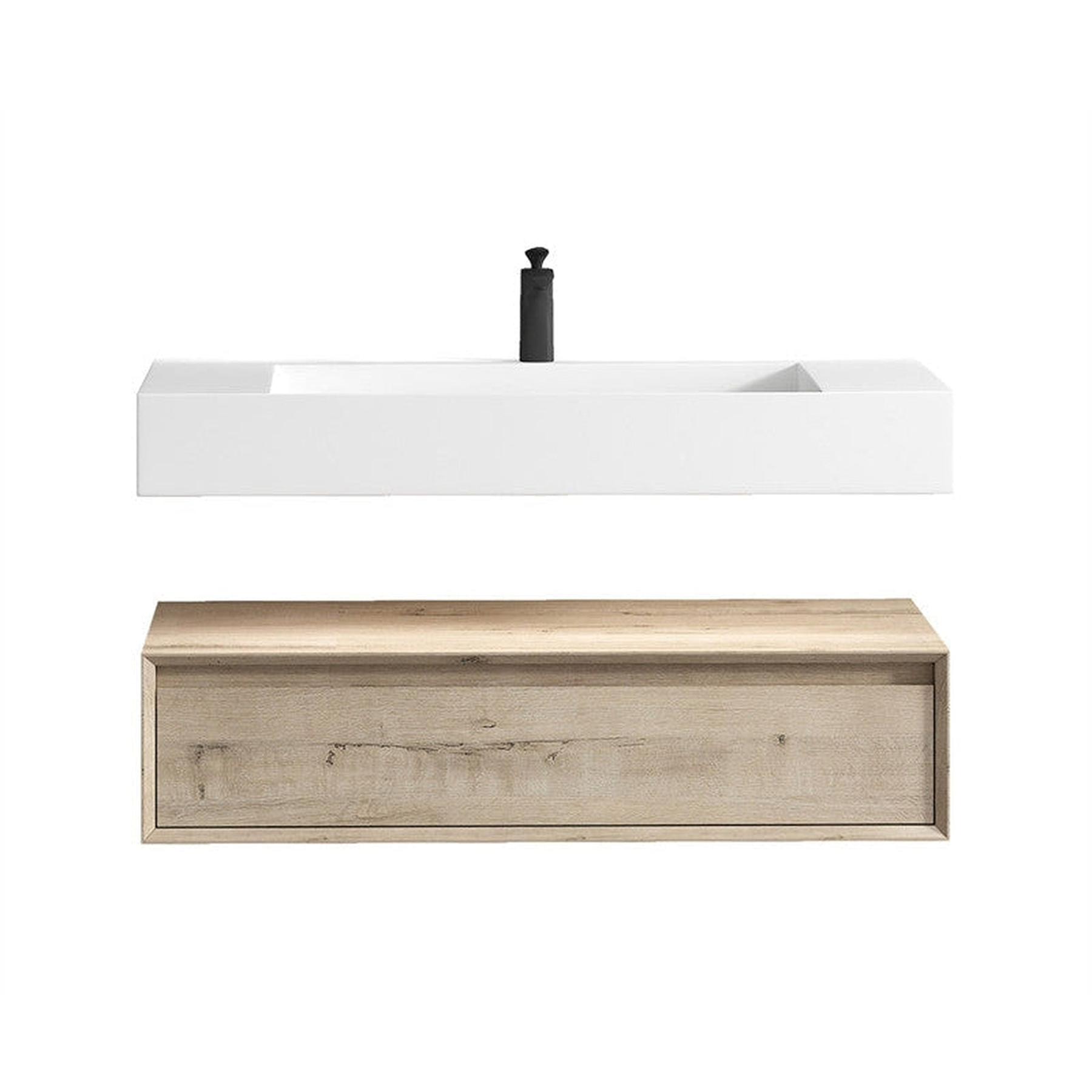 Aria 42" Light Oak Floating Vanity With Single Reinforced White Acrylic Sink