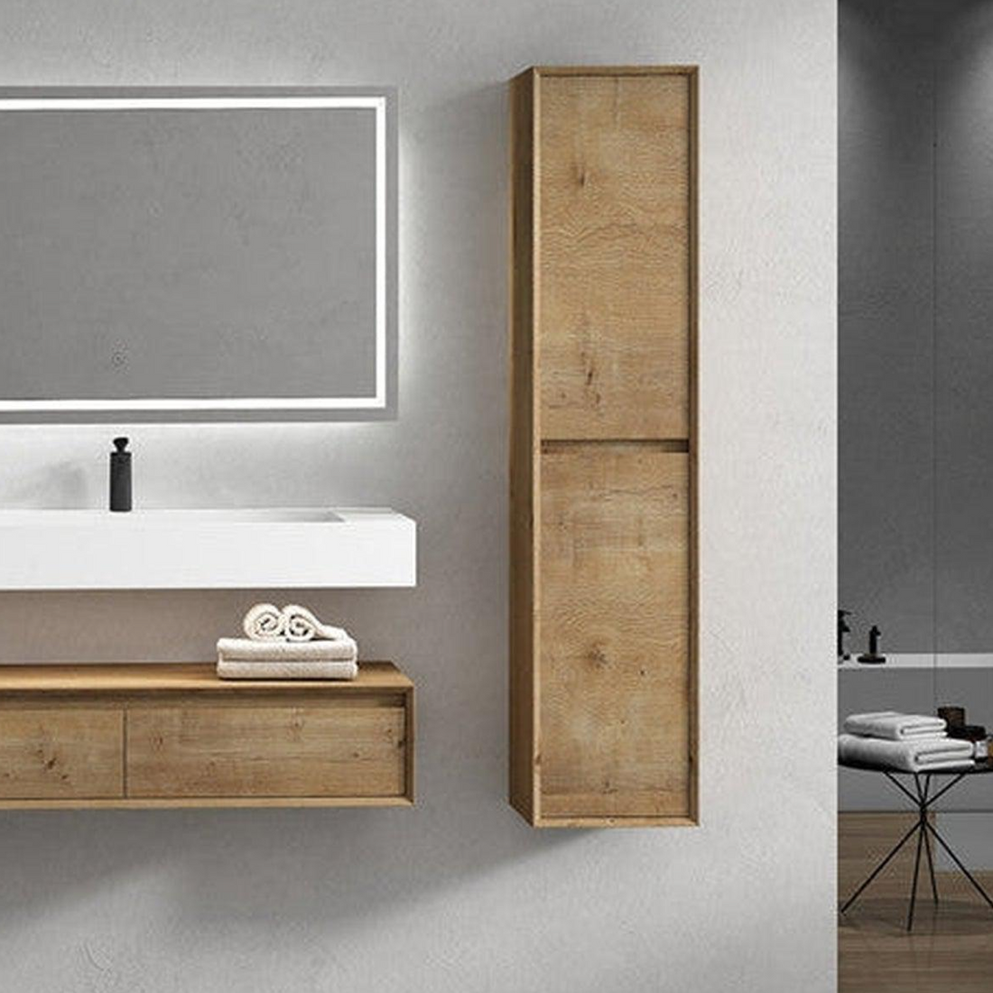 Aria 48" White Oak Floating Vanity With Single Reinforced White Acrylic Sink