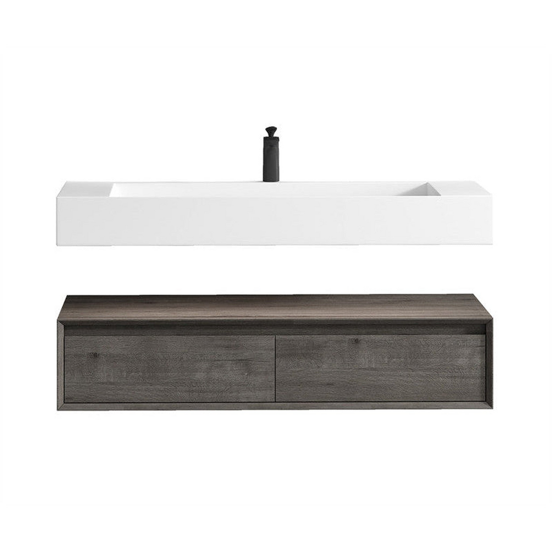 Aria 48" Smoke Oak Floating Vanity With Single Reinforced White Acrylic Sink