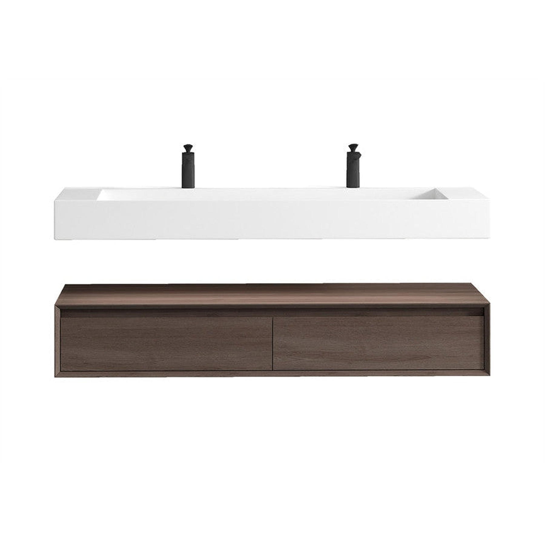 Aria 60" Red Oak Floating Vanity With Double Faucet Holes and Reinforced White Acrylic Sink