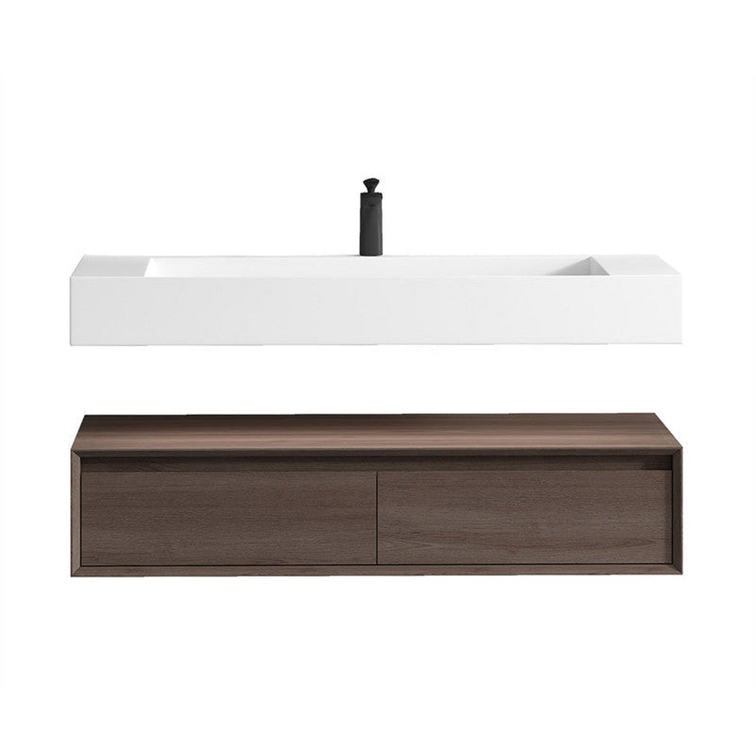 Aria 60" Red Oak Floating Vanity With Single Faucet Hole and Reinforced White Acrylic Sink