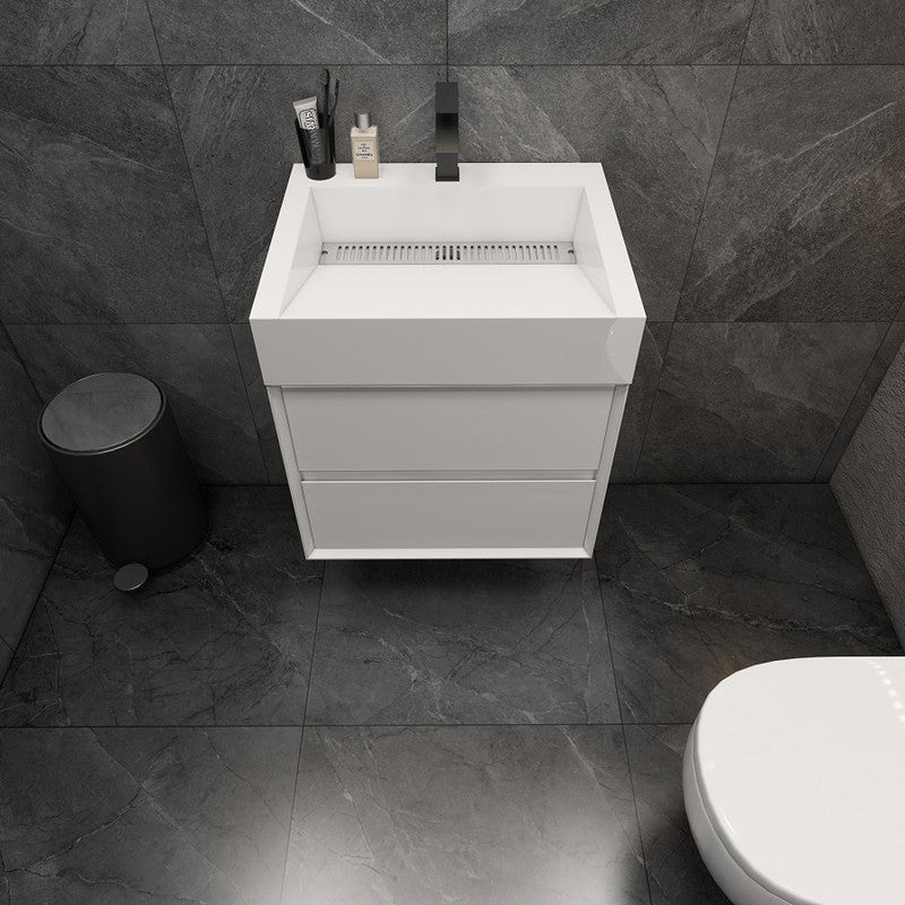Prime 24" Gloss White Wall-Mounted Vanity With Single Reinforced White Acrylic Sink
