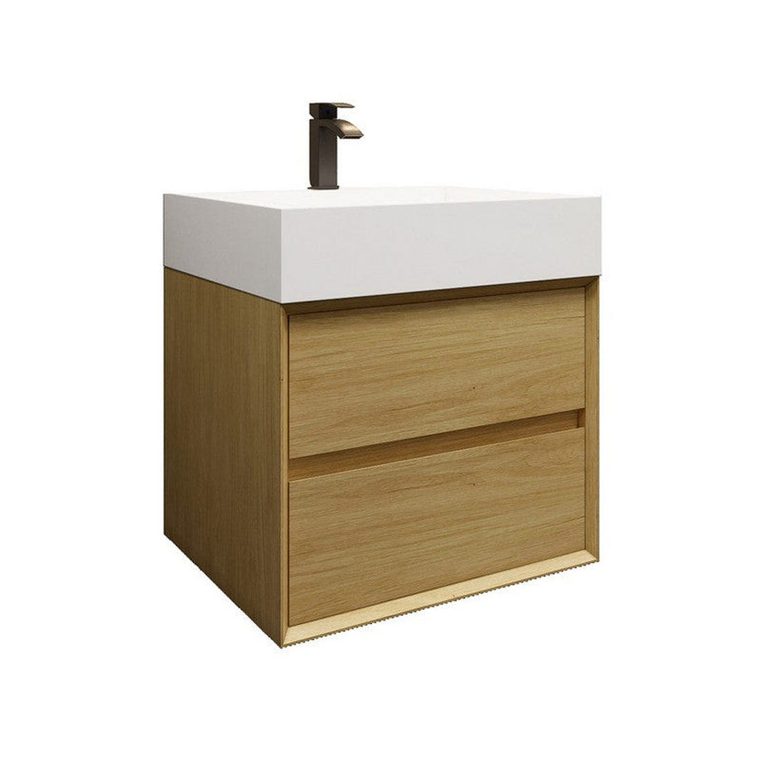 Prime 24" Teak Oak Wall-Mounted Vanity With Single Reinforced White Acrylic Sink