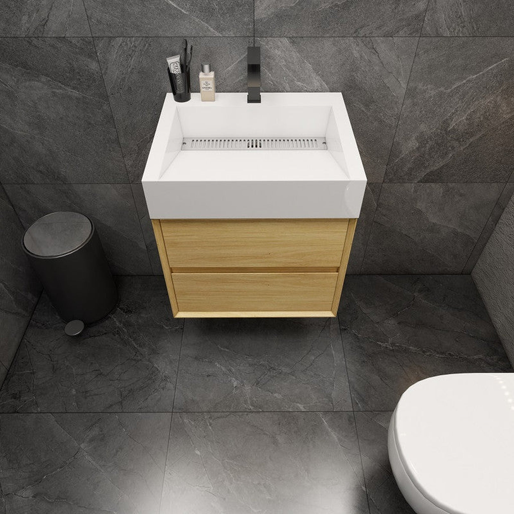 Prime 24" Teak Oak Wall-Mounted Vanity With Single Reinforced White Acrylic Sink