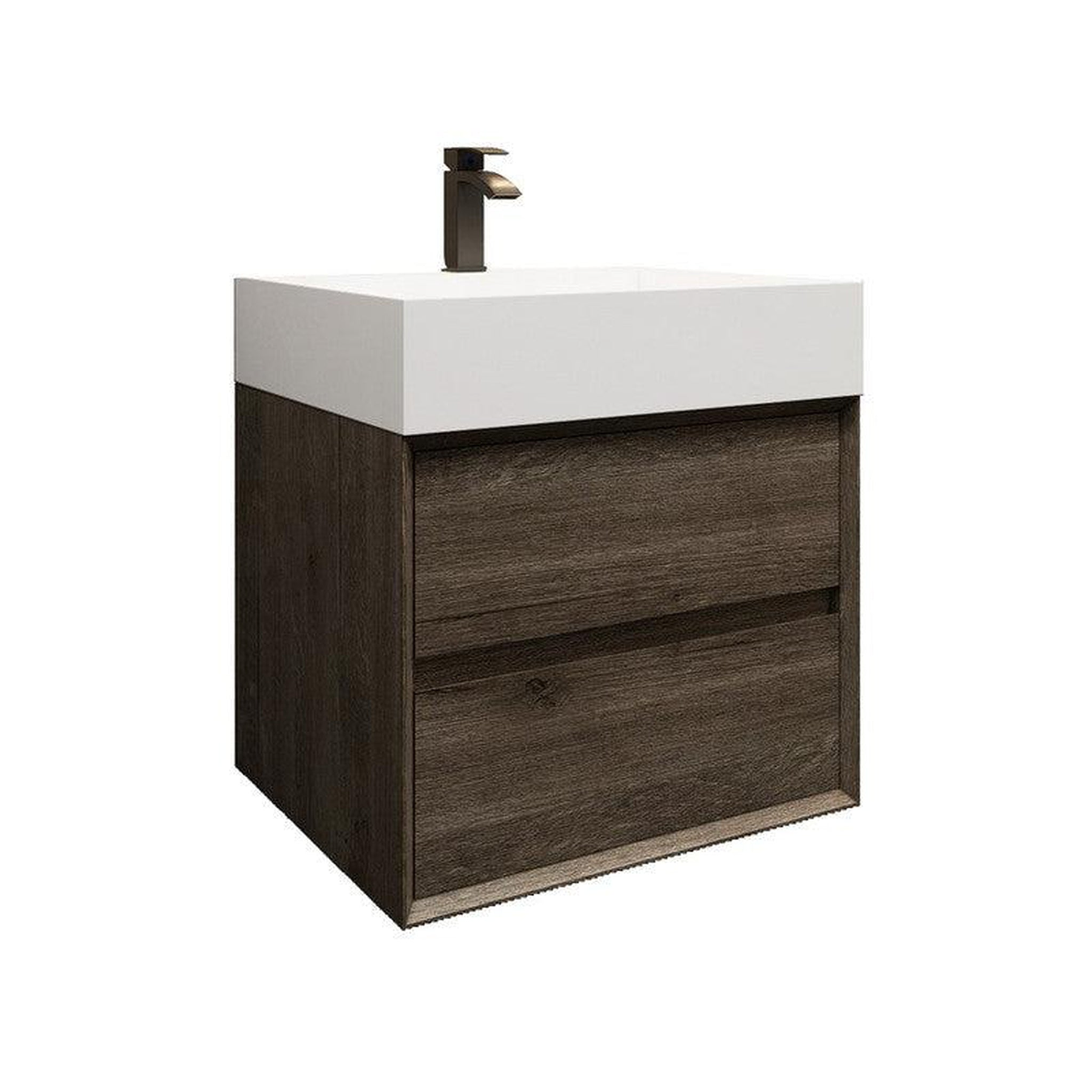 Prime 24" Gray Oak Wall-Mounted Vanity With Single Reinforced White Acrylic Sink