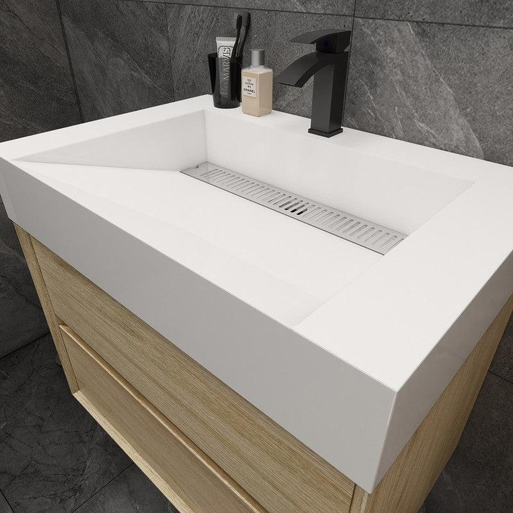 Prime 30" Coffee Wood Wall-Mounted Vanity With Single Reinforced White Acrylic Sink