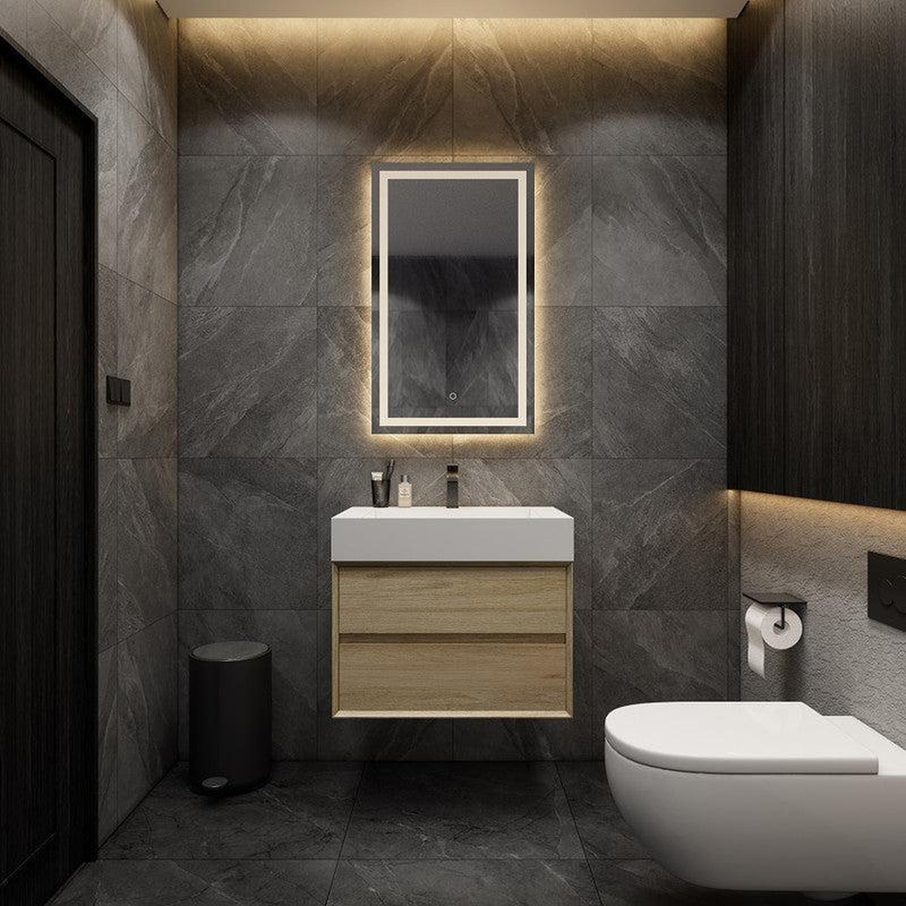 Prime 30" Coffee Wood Wall-Mounted Vanity With Single Reinforced White Acrylic Sink