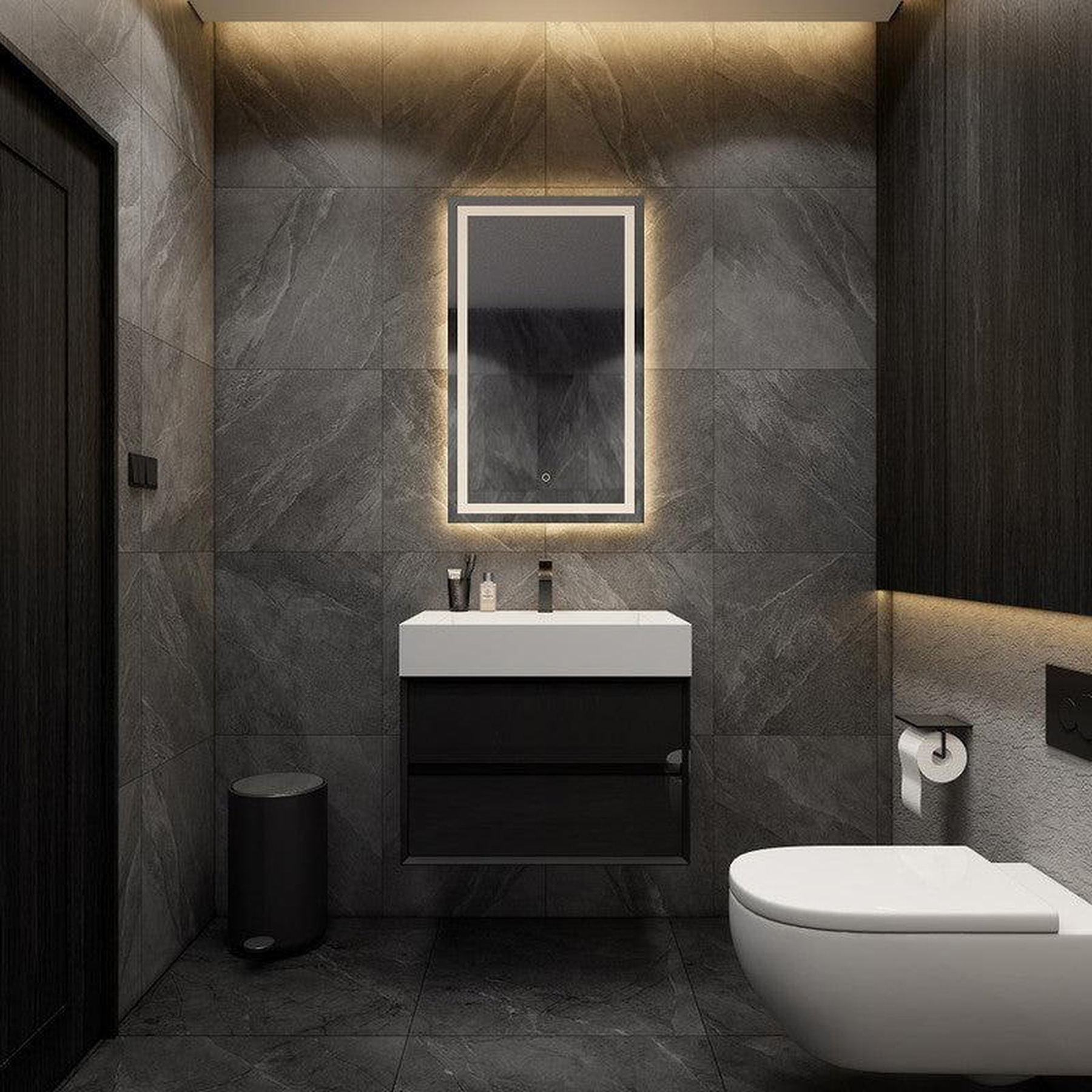 Prime 30" Gloss Black Wall-Mounted Vanity With Single Reinforced White Acrylic Sink
