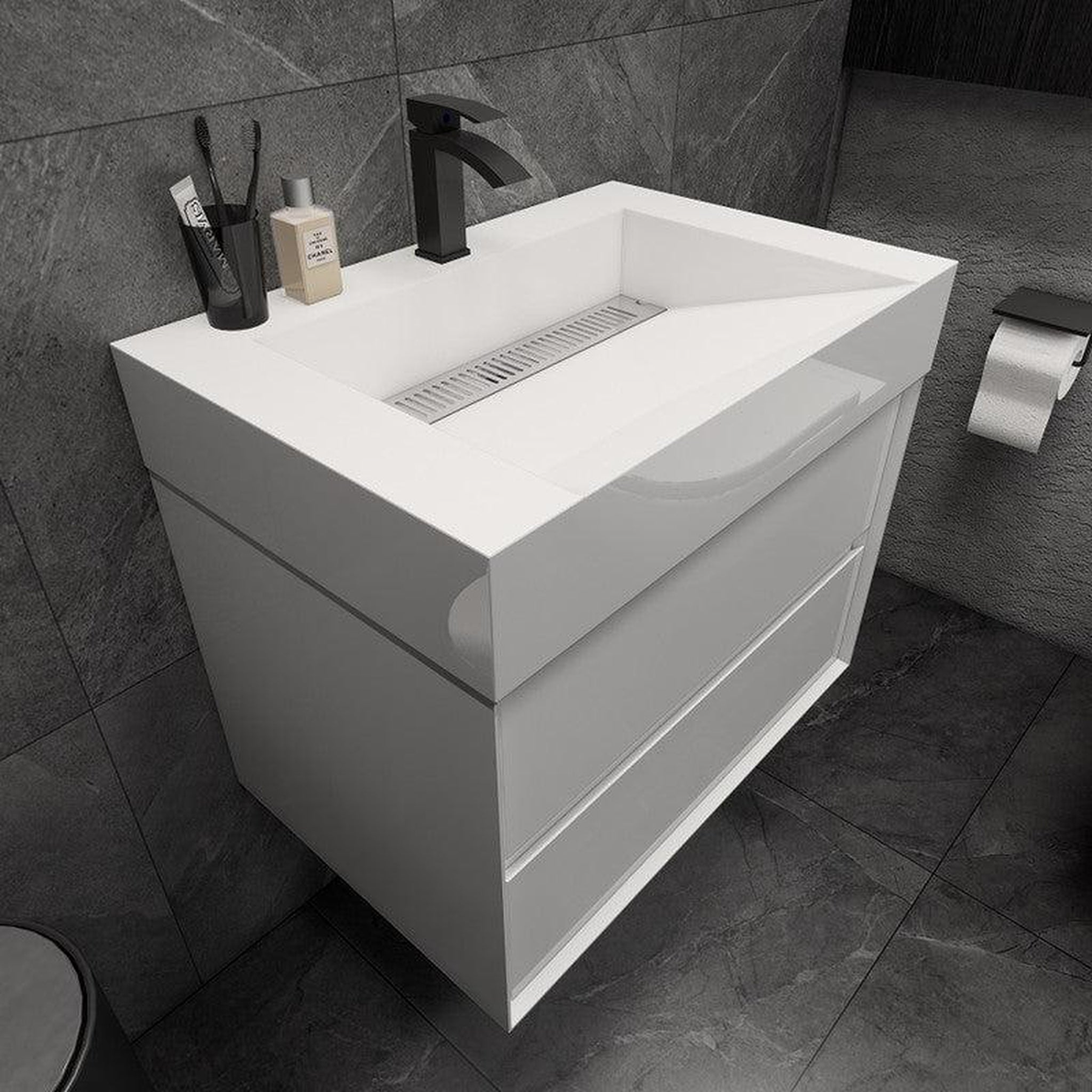Prime 30" Gloss White Wall-Mounted Vanity With Single Reinforced White Acrylic Sink