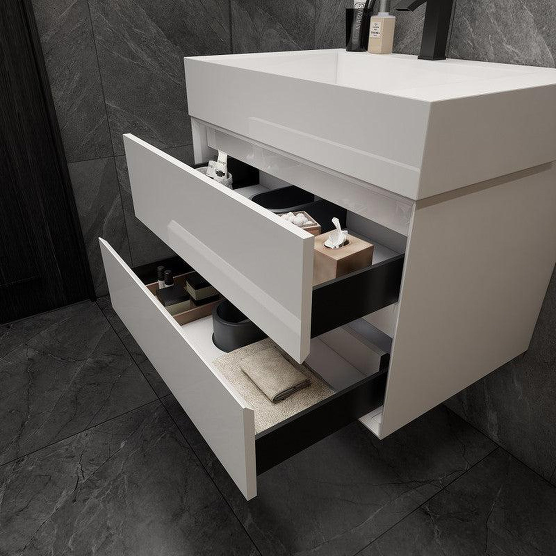 Prime 30" Gloss White Wall-Mounted Vanity With Single Reinforced White Acrylic Sink