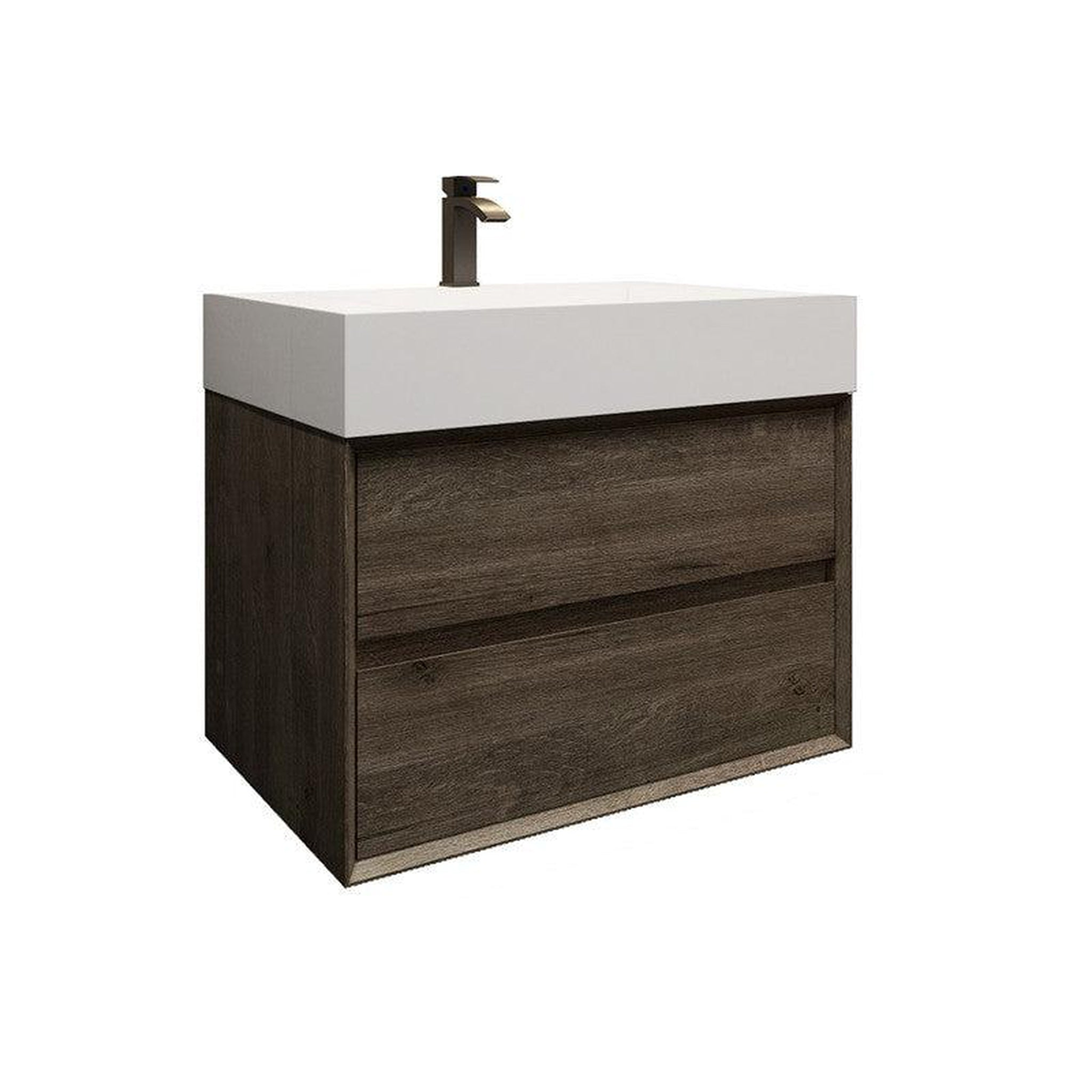 Prime 30" Gray Oak Wall-Mounted Vanity With Single Reinforced White Acrylic Sink