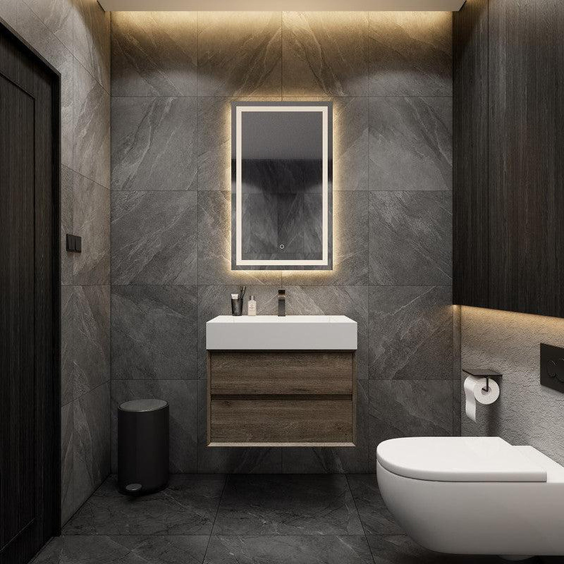 Prime 30" Gray Oak Wall-Mounted Vanity With Single Reinforced White Acrylic Sink