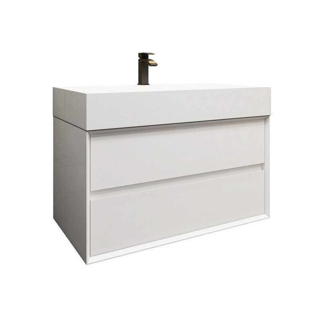 Prime 36" Gloss White Wall-Mounted Vanity With Single Reinforced White Acrylic Sink