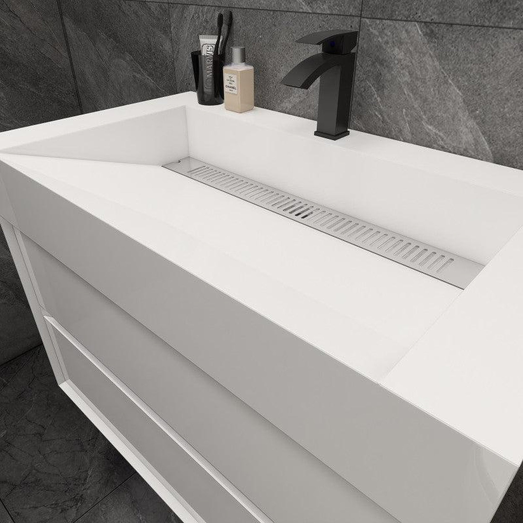 Prime 36" Gloss White Wall-Mounted Vanity With Single Reinforced White Acrylic Sink