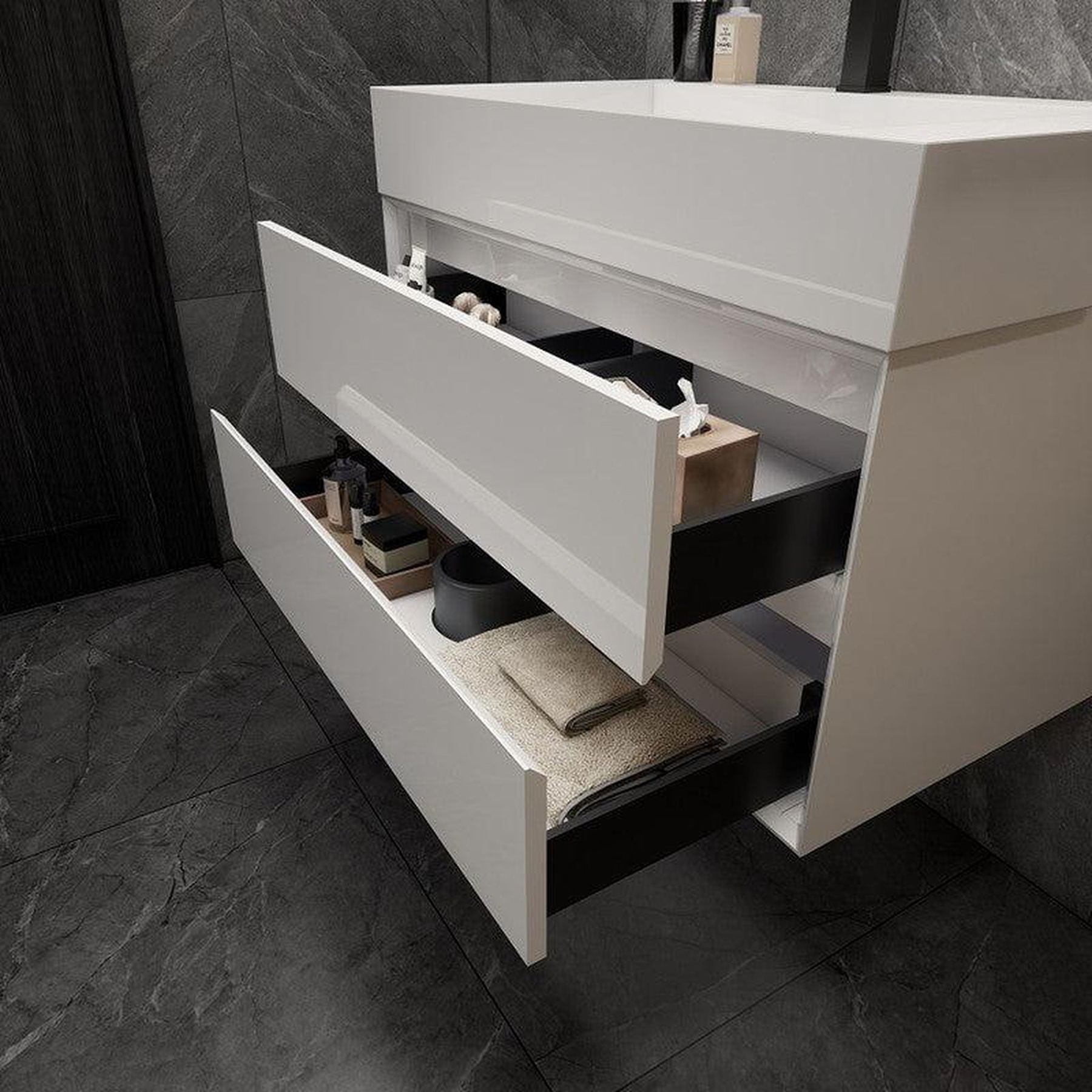 Prime 36" Gloss White Wall-Mounted Vanity With Single Reinforced White Acrylic Sink