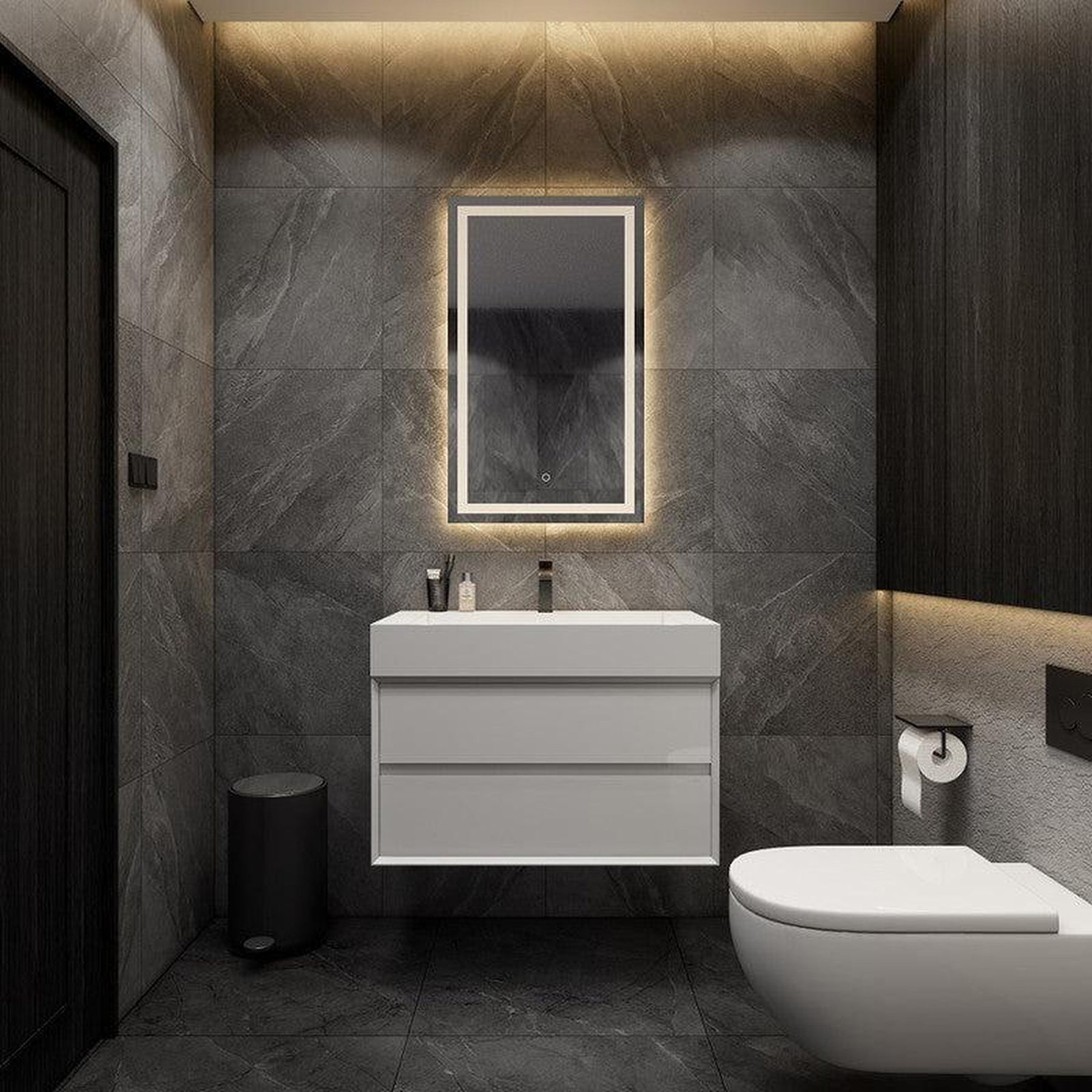 Prime 36" Gloss White Wall-Mounted Vanity With Single Reinforced White Acrylic Sink