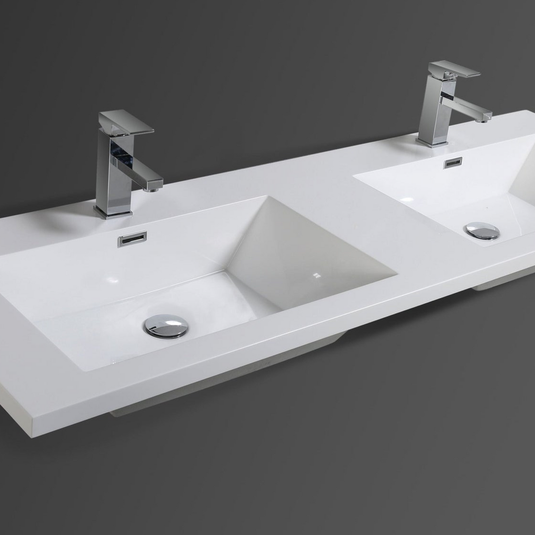 Amara 60" High Gloss Night Blue Freestanding Vanity With Double Reinforced White Acrylic Sinks