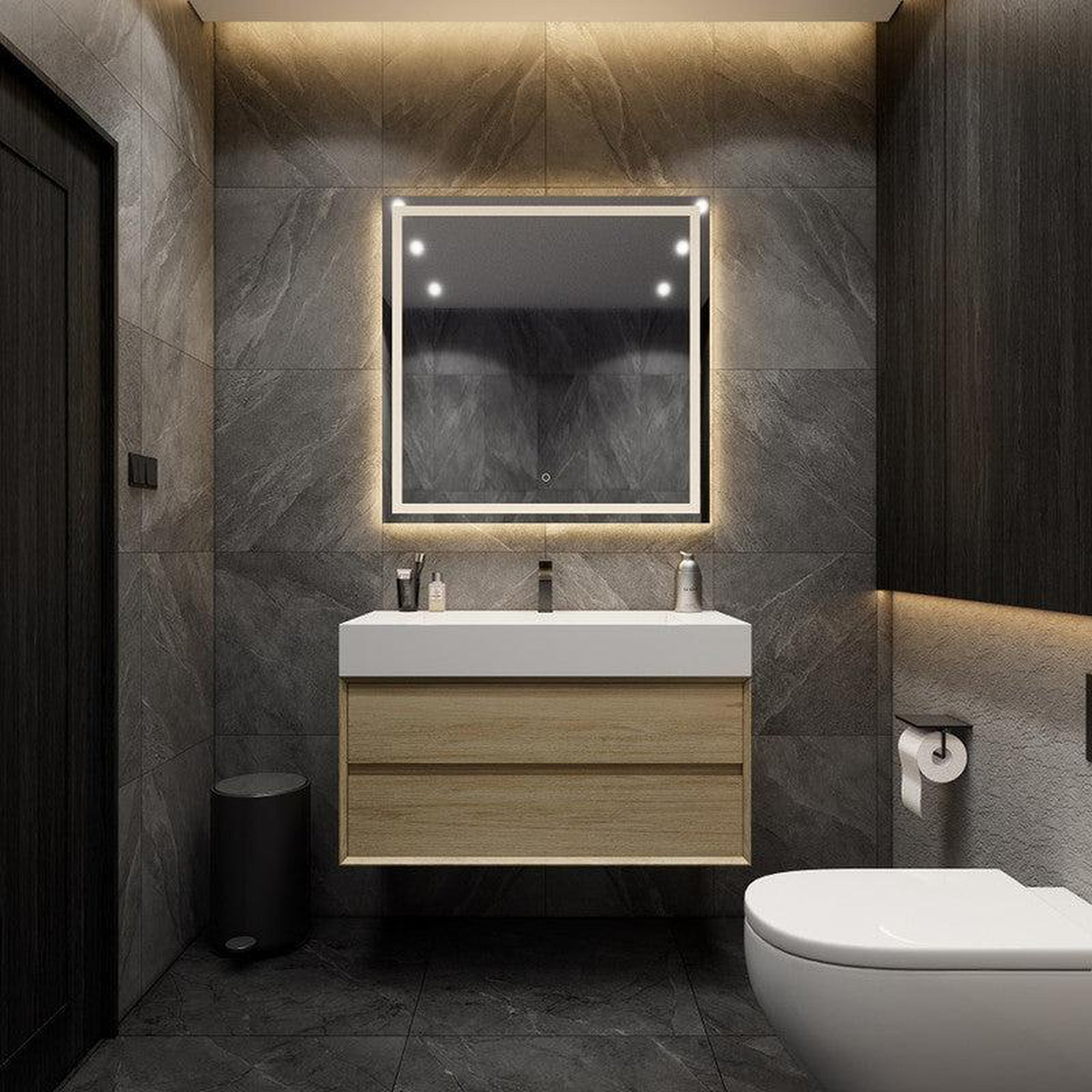 Prime 42" Coffee Wood Wall-Mounted Vanity With Single Reinforced White Acrylic Sink