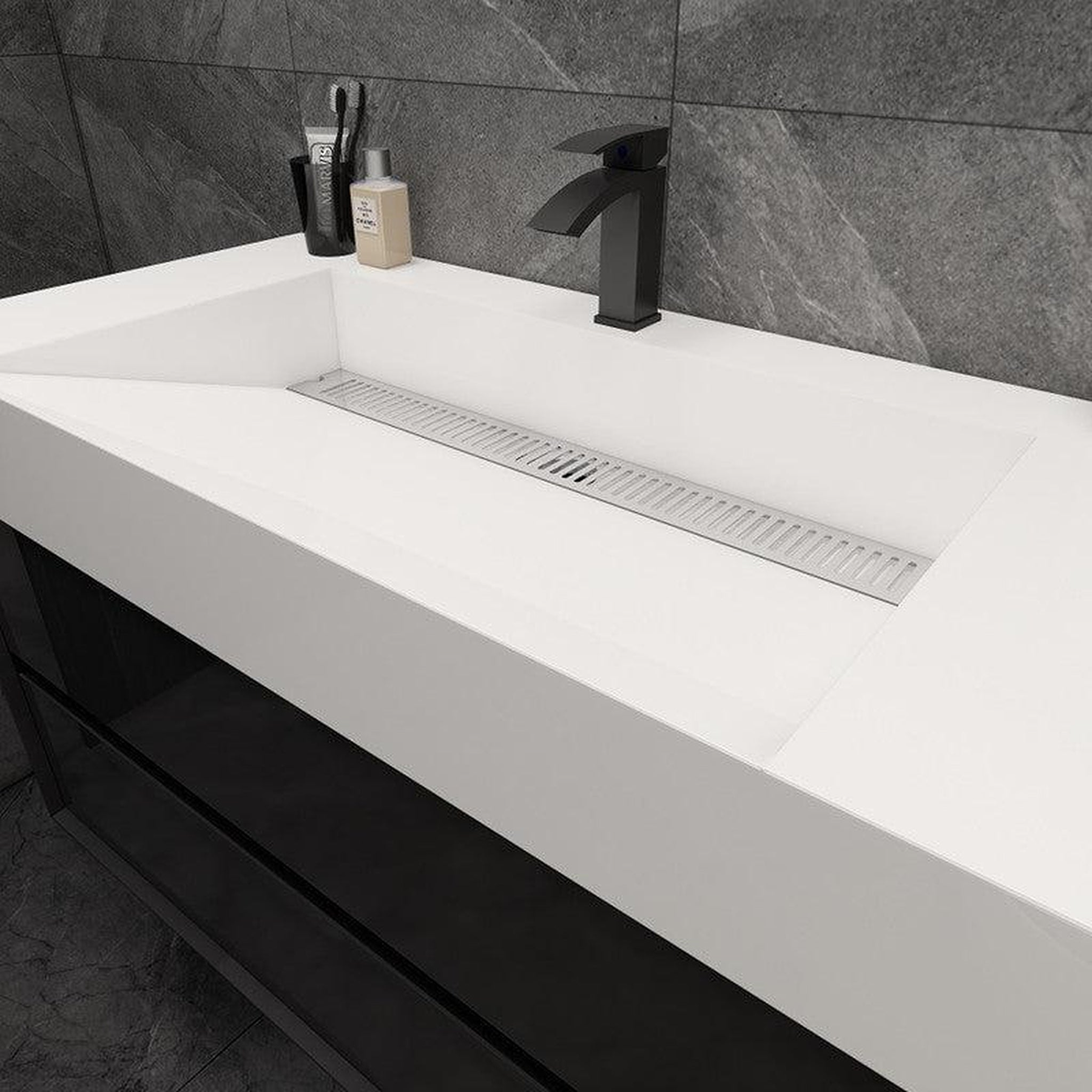 Prime 42" Gloss Black Wall-Mounted Vanity With Single Reinforced White Acrylic Sink