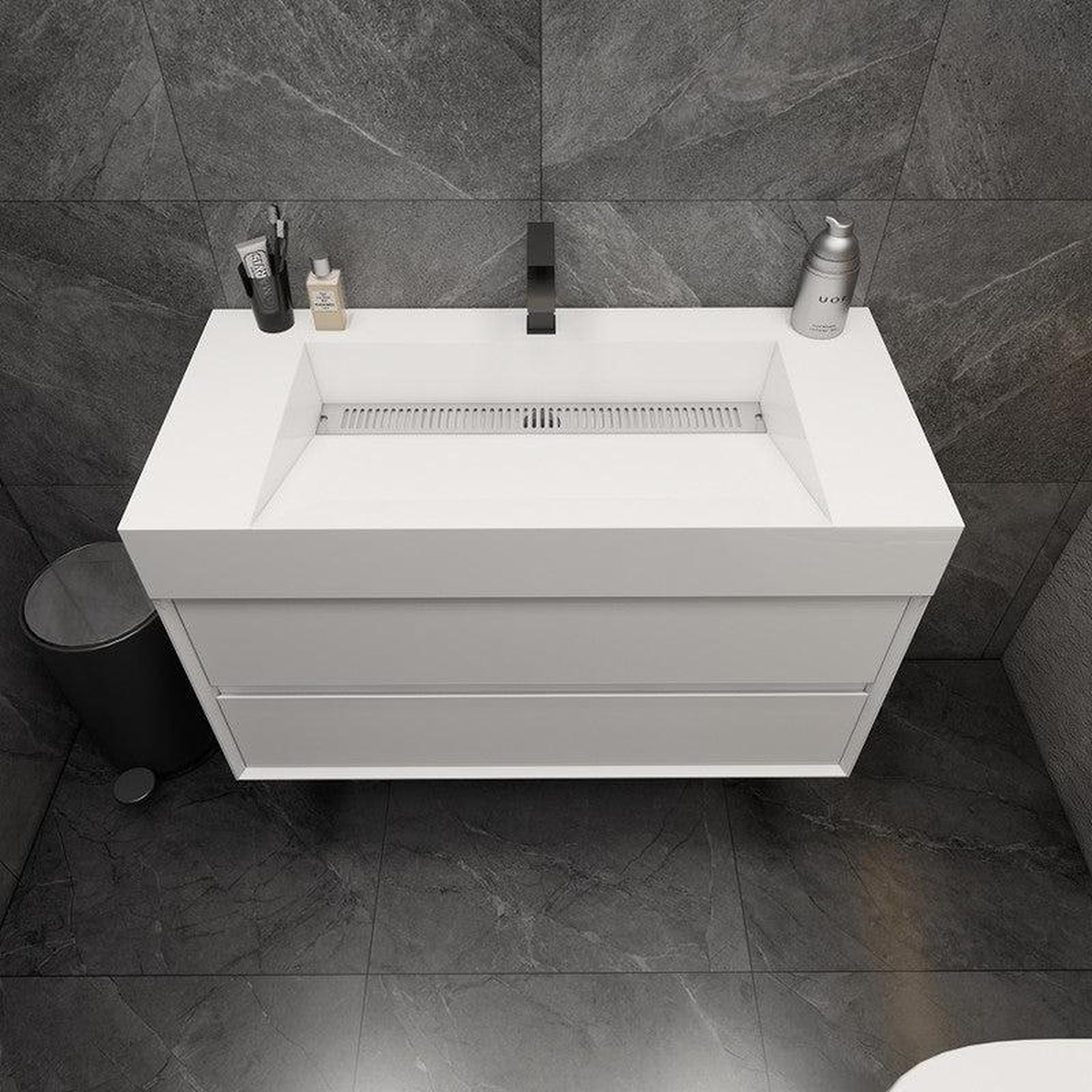 Prime 42" Gloss White Wall-Mounted Vanity With Single Reinforced White Acrylic Sink