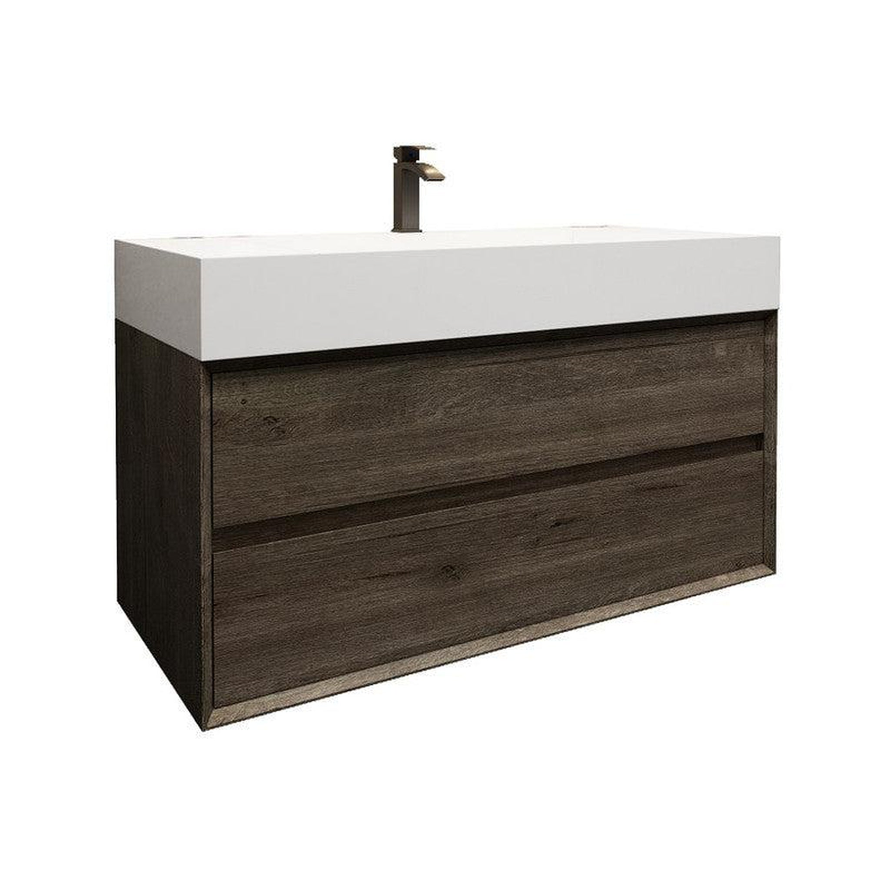 Prime 42" Gray Oak Wall-Mounted Vanity With Single Reinforced White Acrylic Sink