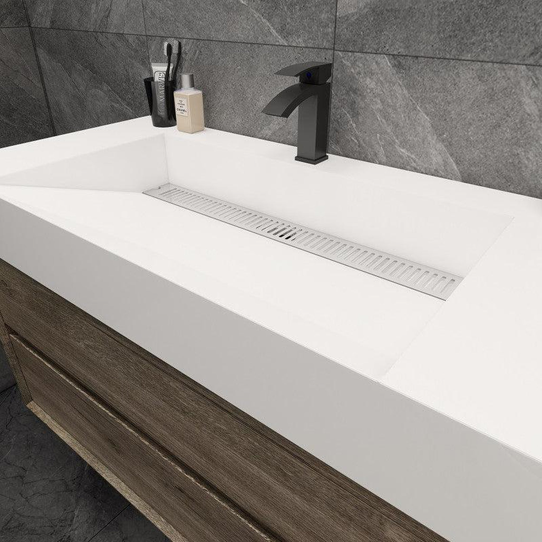 Prime 42" Gray Oak Wall-Mounted Vanity With Single Reinforced White Acrylic Sink