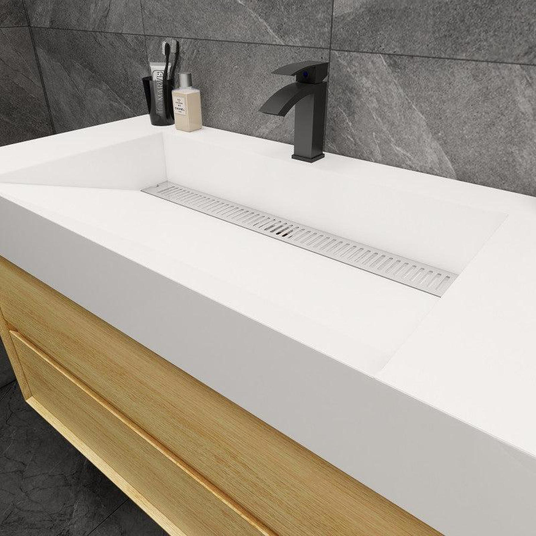 Prime 42" Teak Oak Wall-Mounted Vanity With Single Reinforced White Acrylic Sink