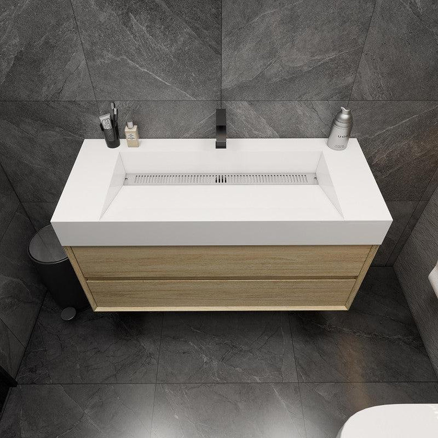 Prime 48" Coffee Wood Wall-Mounted Vanity With Single Reinforced White Acrylic Sink
