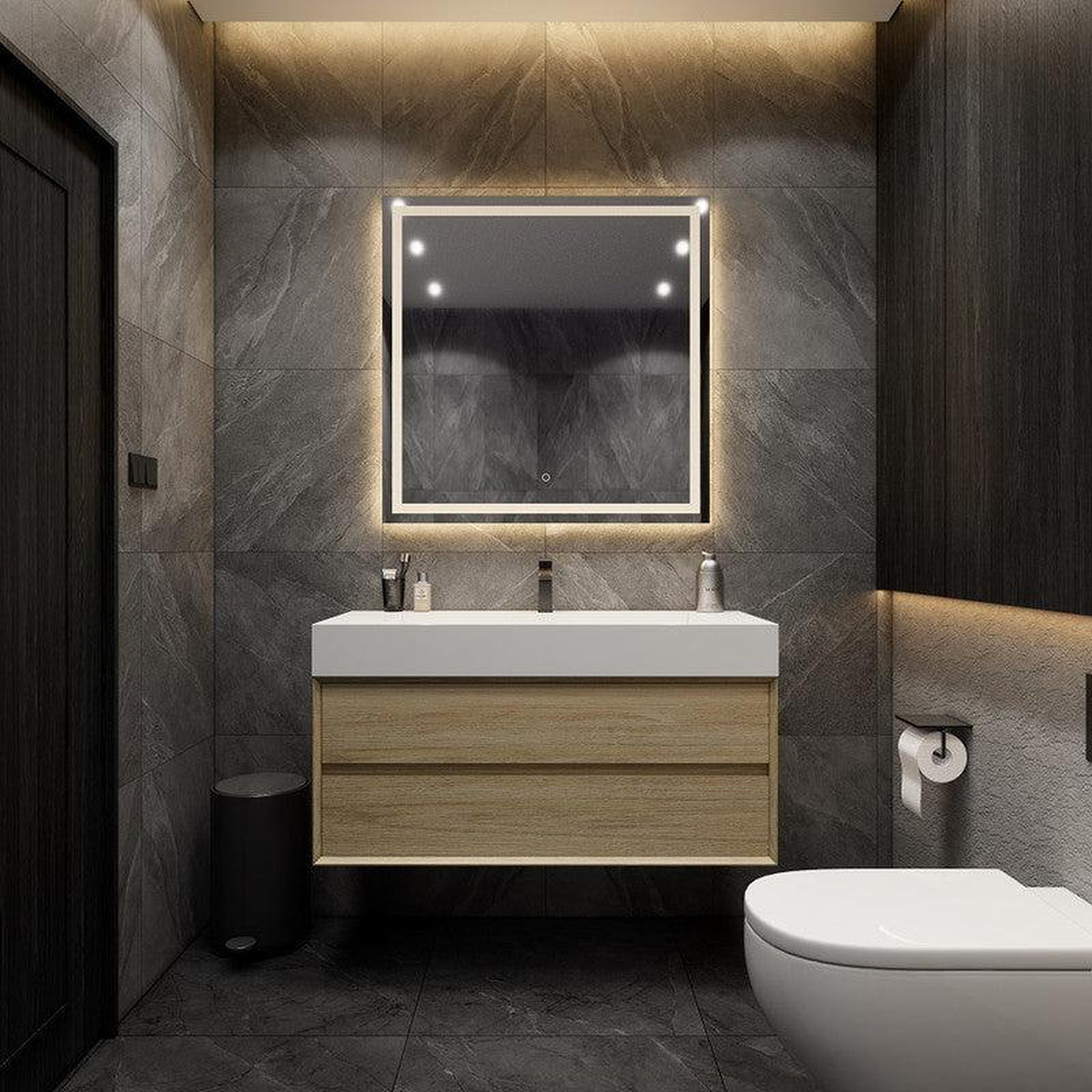 Prime 48" Coffee Wood Wall-Mounted Vanity With Single Reinforced White Acrylic Sink