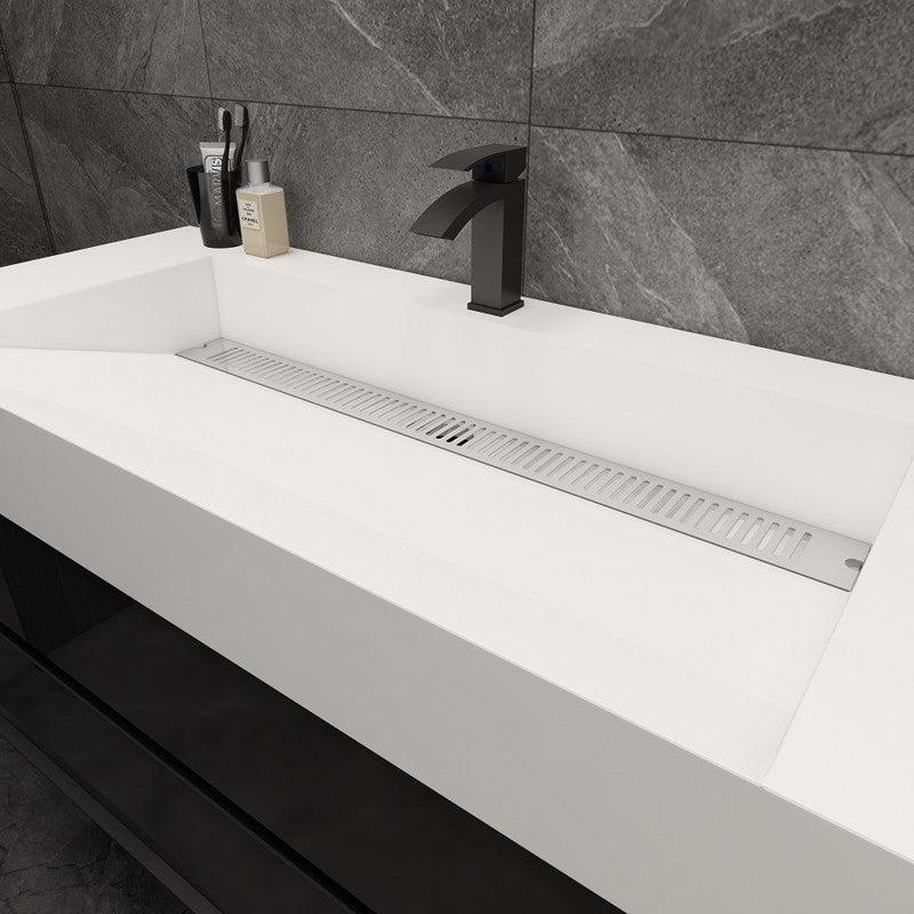 Prime 48" Gloss Black Wall-Mounted Vanity With Single Reinforced White Acrylic Sink