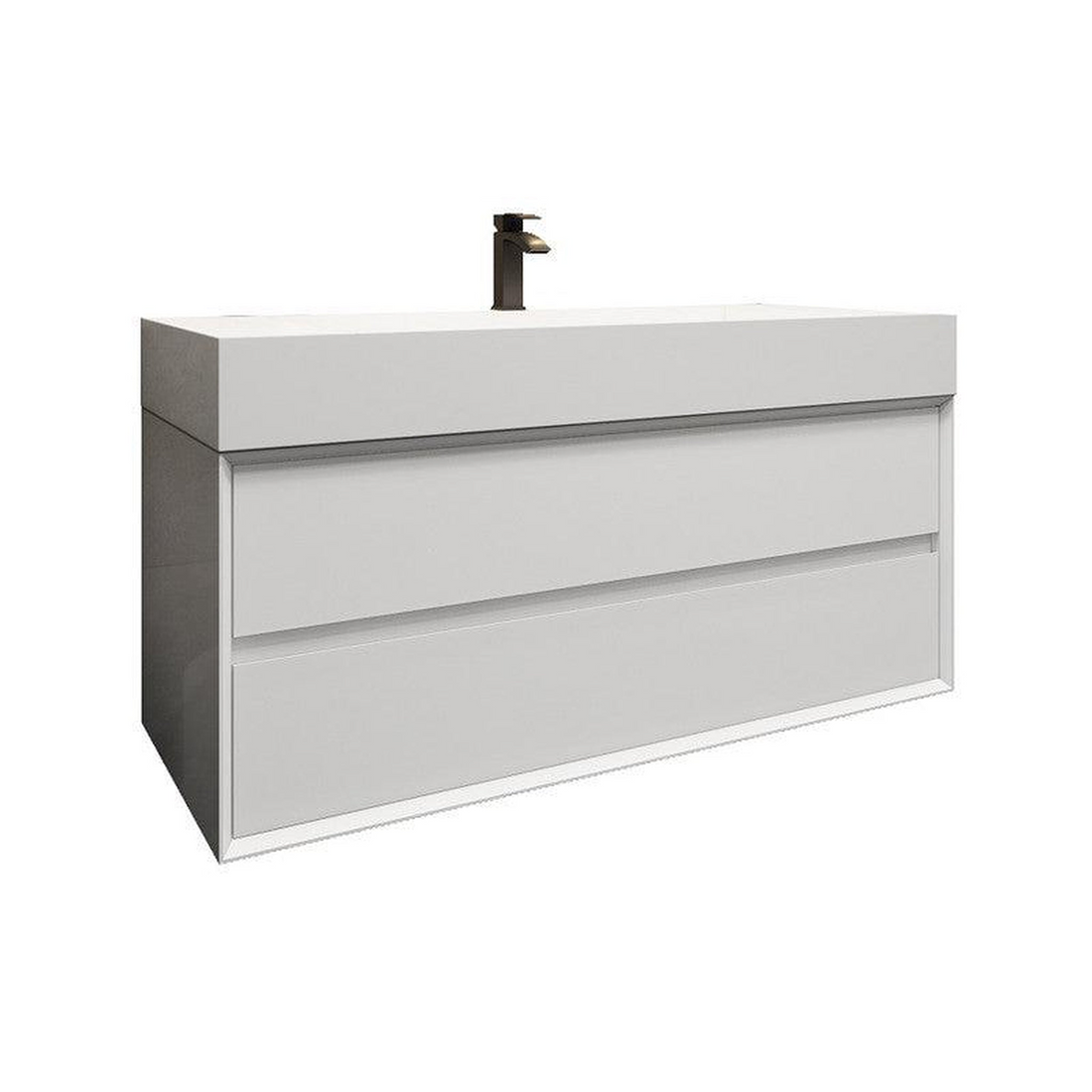 Prime 48" Gloss White Wall-Mounted Vanity With Single Reinforced White Acrylic Sink