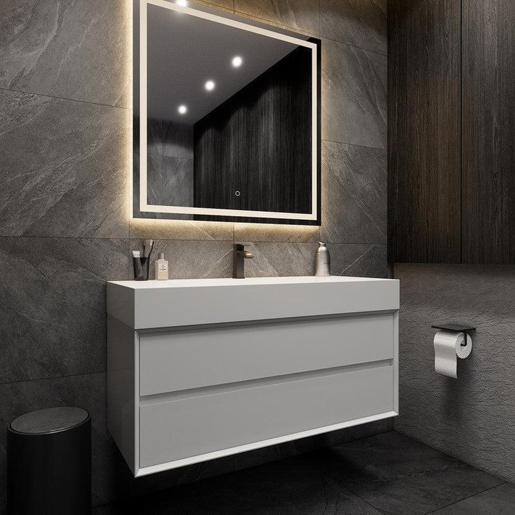 Prime 48" Gloss White Wall-Mounted Vanity With Single Reinforced White Acrylic Sink