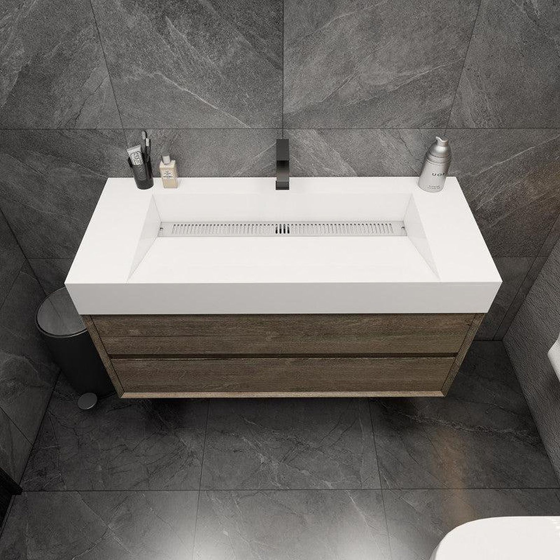 Prime 48" Gray Oak Wall-Mounted Vanity With Single Reinforced White Acrylic Sink