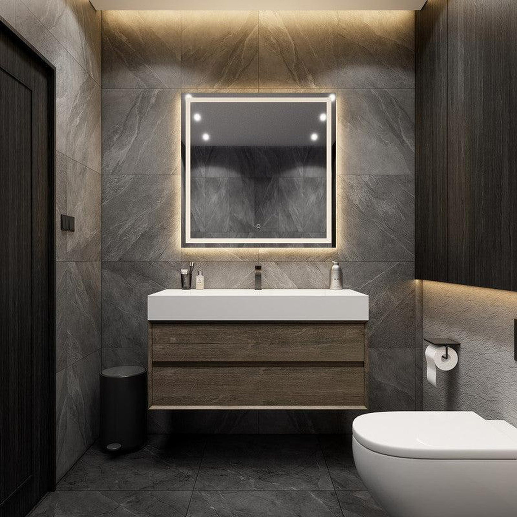 Prime 48" Gray Oak Wall-Mounted Vanity With Single Reinforced White Acrylic Sink