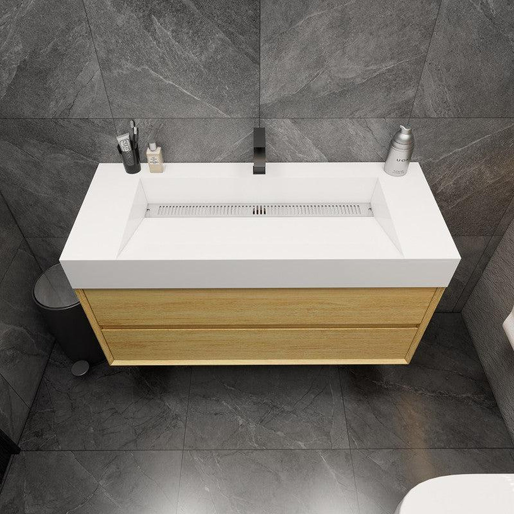 Prime 48" Teak Oak Wall-Mounted Vanity With Single Reinforced White Acrylic Sink