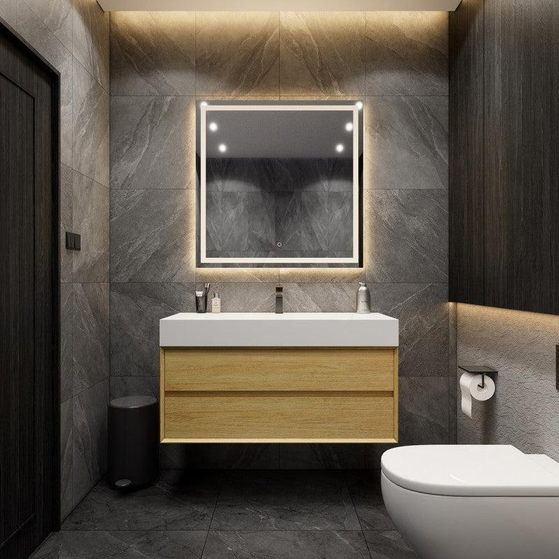 Prime 48" Teak Oak Wall-Mounted Vanity With Single Reinforced White Acrylic Sink