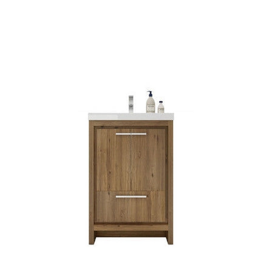 Amara 24" Natural Oak Freestanding Vanity With Single Reinforced White Acrylic Sink