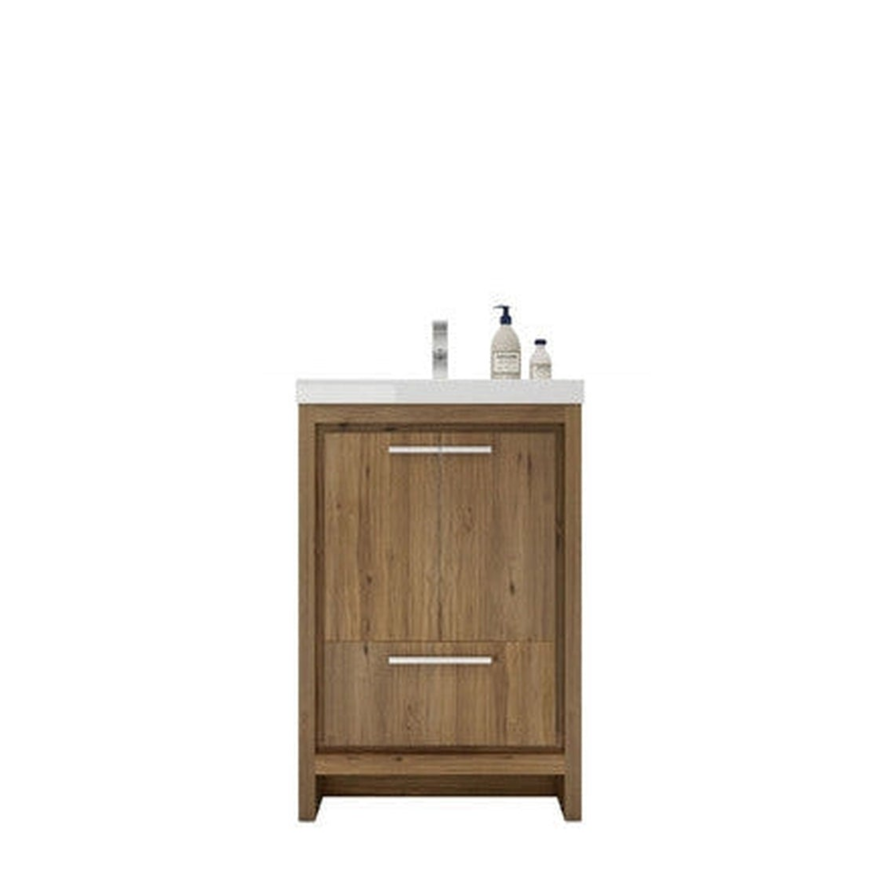 Amara 24" Natural Oak Freestanding Vanity With Single Reinforced White Acrylic Sink