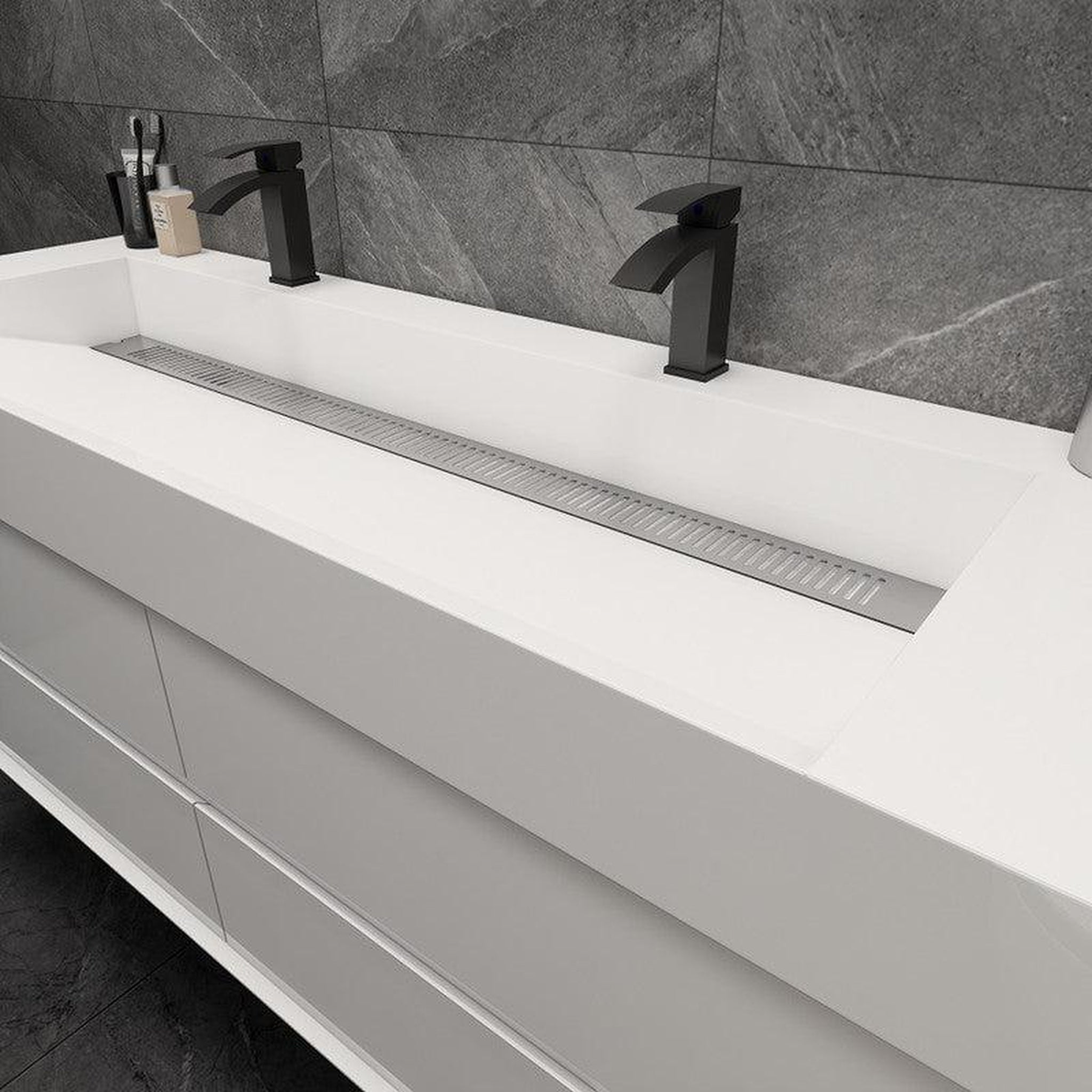 Prime 60" Gloss White Wall-Mounted Vanity With Double Faucet Holes and Reinforced White Acrylic Sink