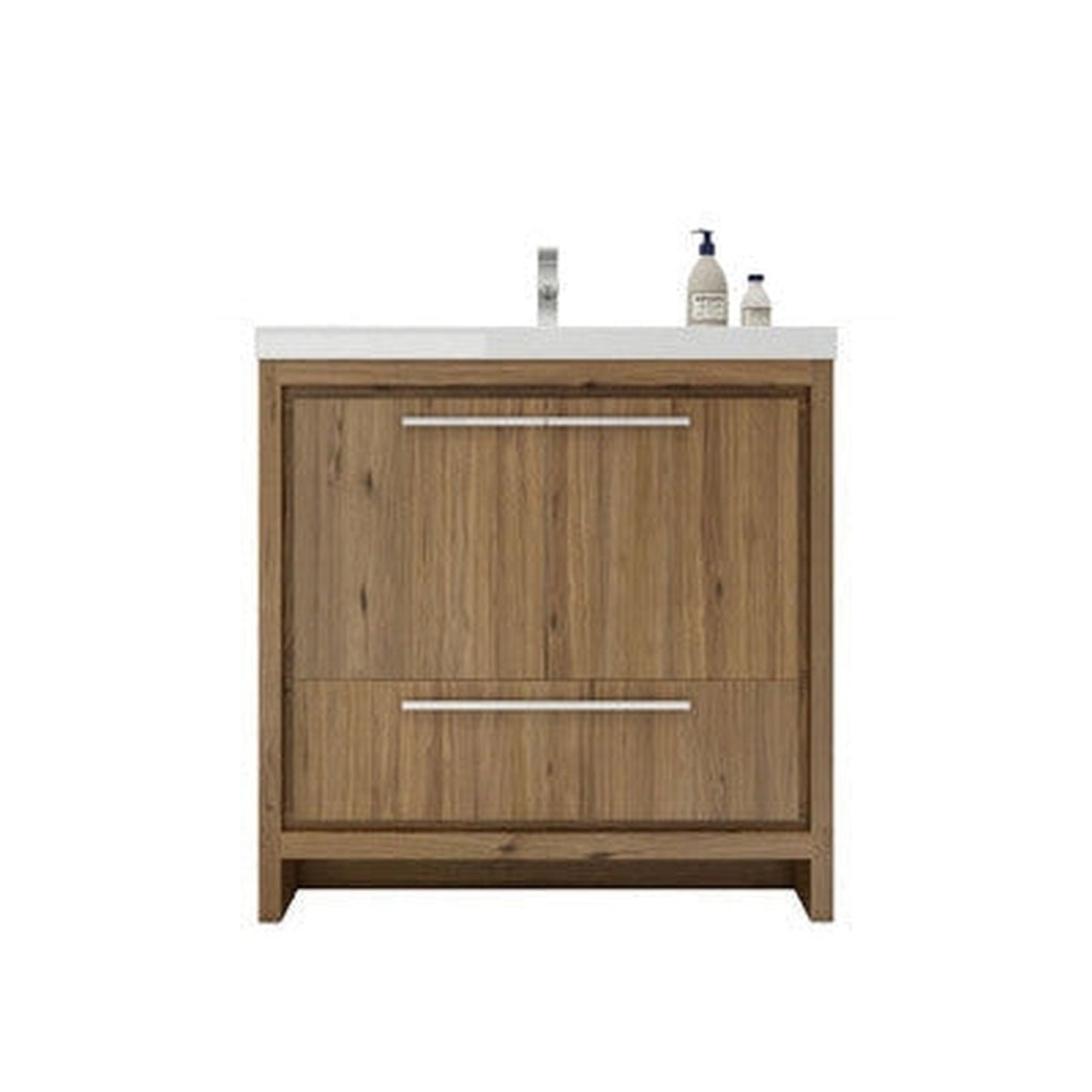 Amara 36" Natural Oak Freestanding Vanity With Single Reinforced White Acrylic Sink