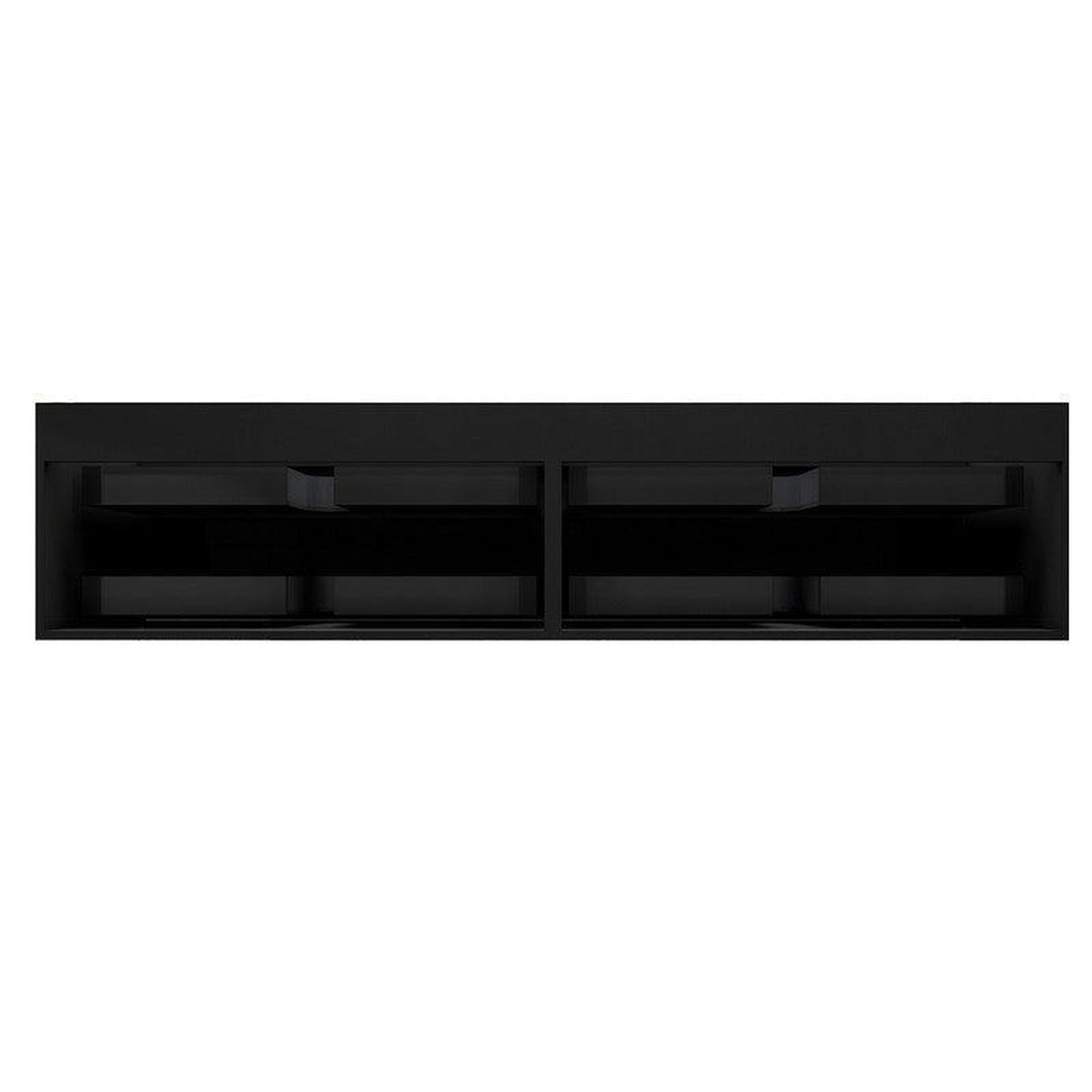 Prime 84" Gloss Black Wall-Mounted Vanity With Double Faucet Holes and Reinforced White Acrylic Sink