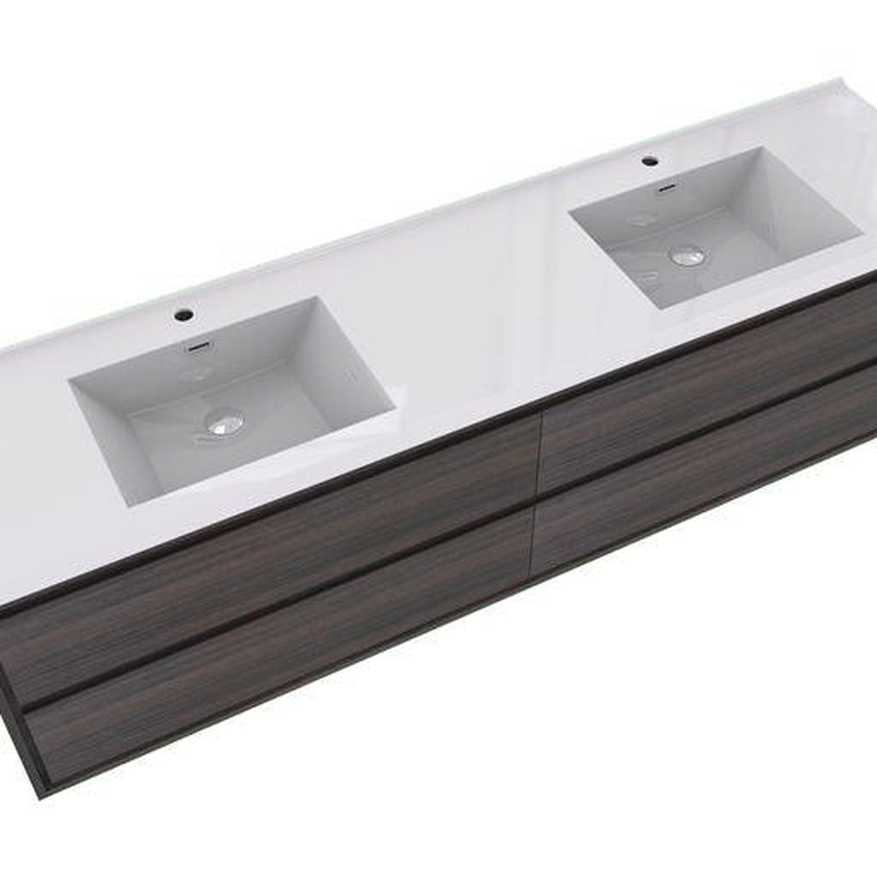 Eden 72" Dark Gray Oak Wall-Mounted Modern Vanity With Double Reinforced White Acrylic Sinks