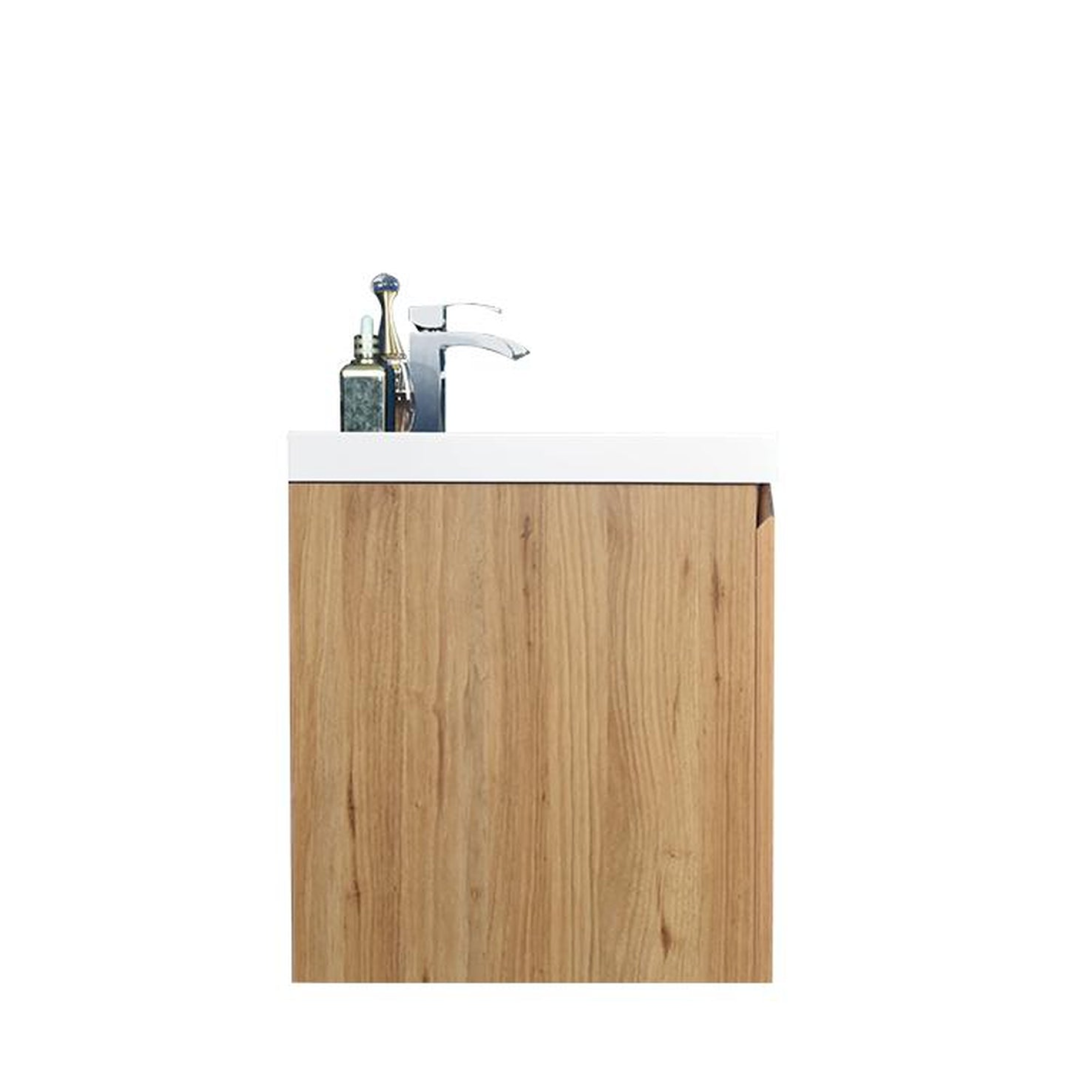 Boho Elegance 60" Nature Oak Wall-Mounted Vanity With Single Reinforced White Acrylic Sink