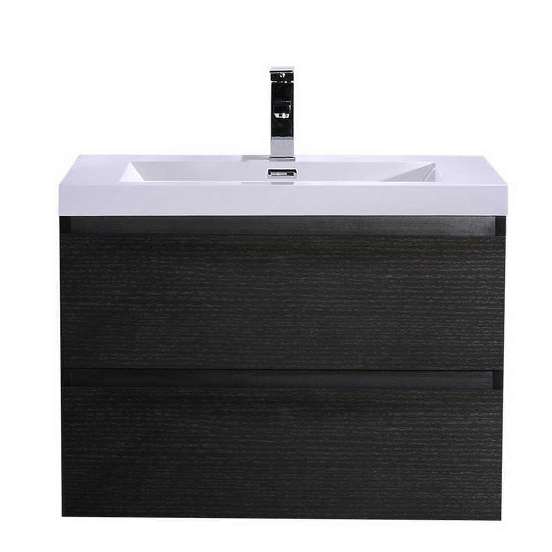 Boho Elegance 30" Rich Black Wall-Mounted Vanity With Single Reinforced White Acrylic Sink