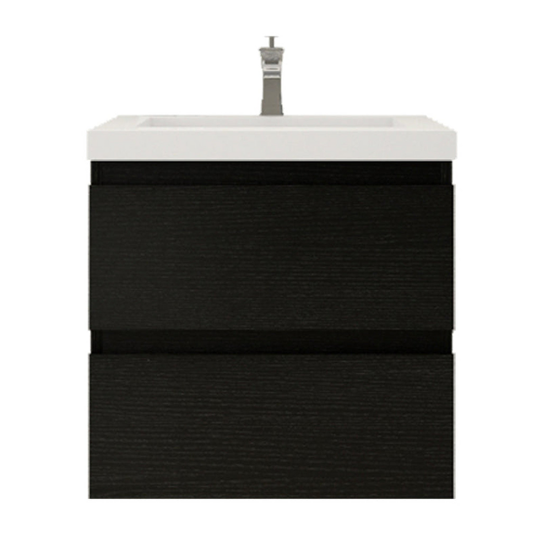Boho Elegance 24" Rich Black Wall-Mounted Vanity With Single Reinforced White Acrylic Sink