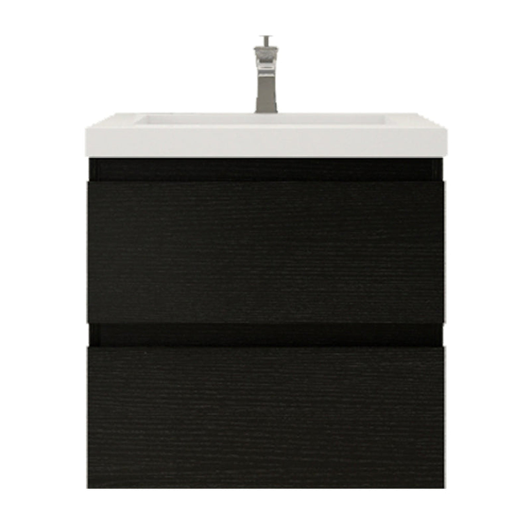 Boho Elegance 24" Rich Black Wall-Mounted Vanity With Single Reinforced White Acrylic Sink