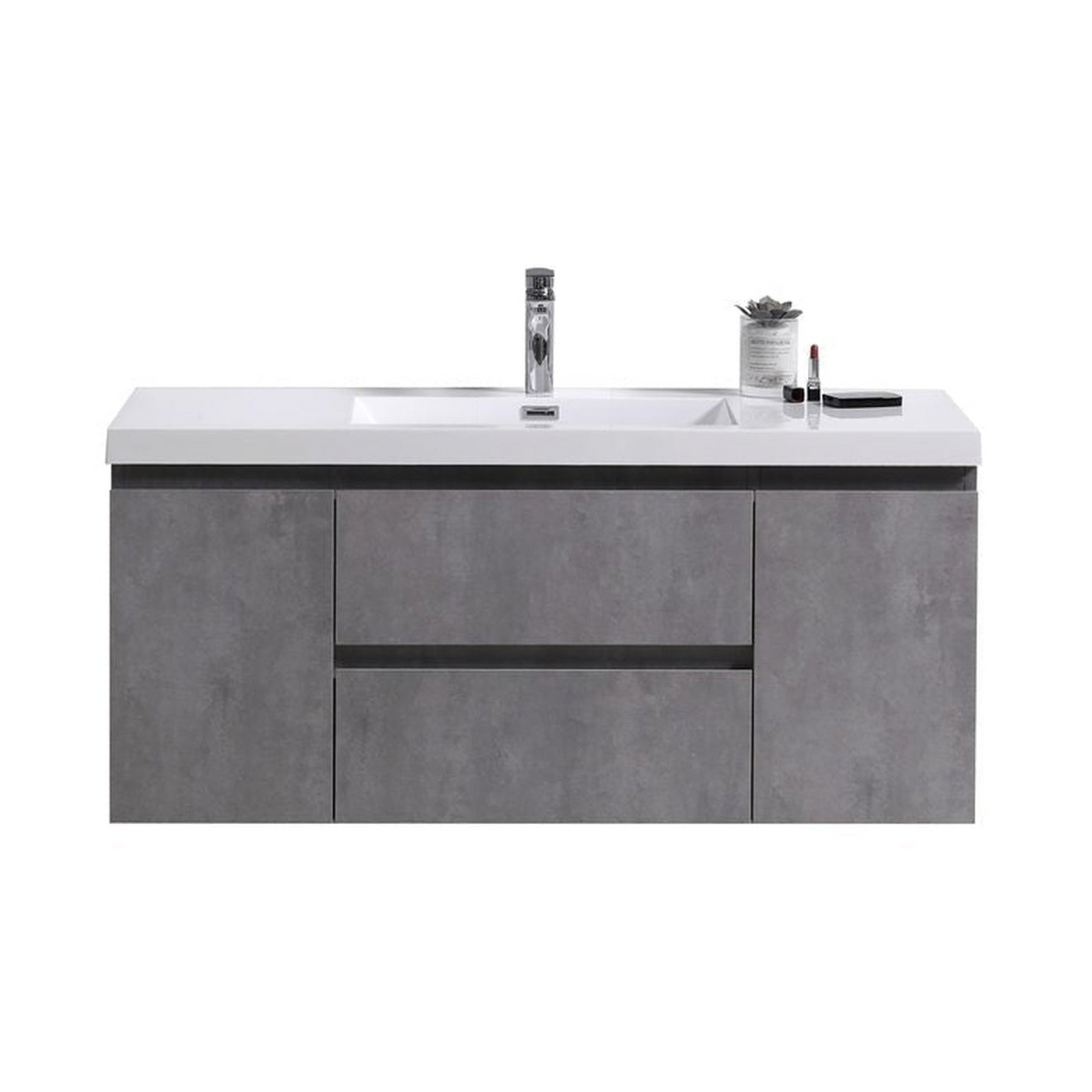 Boho Elegance 48" Cement Gray Wall-Mounted Vanity With Single Reinforced White Acrylic Sink