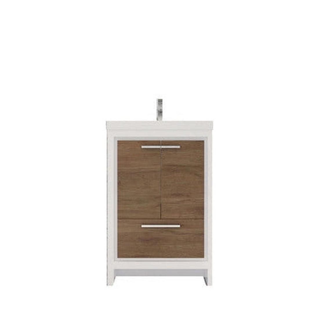Amara 24" White Oak Freestanding Vanity With Single Reinforced White Acrylic Sink