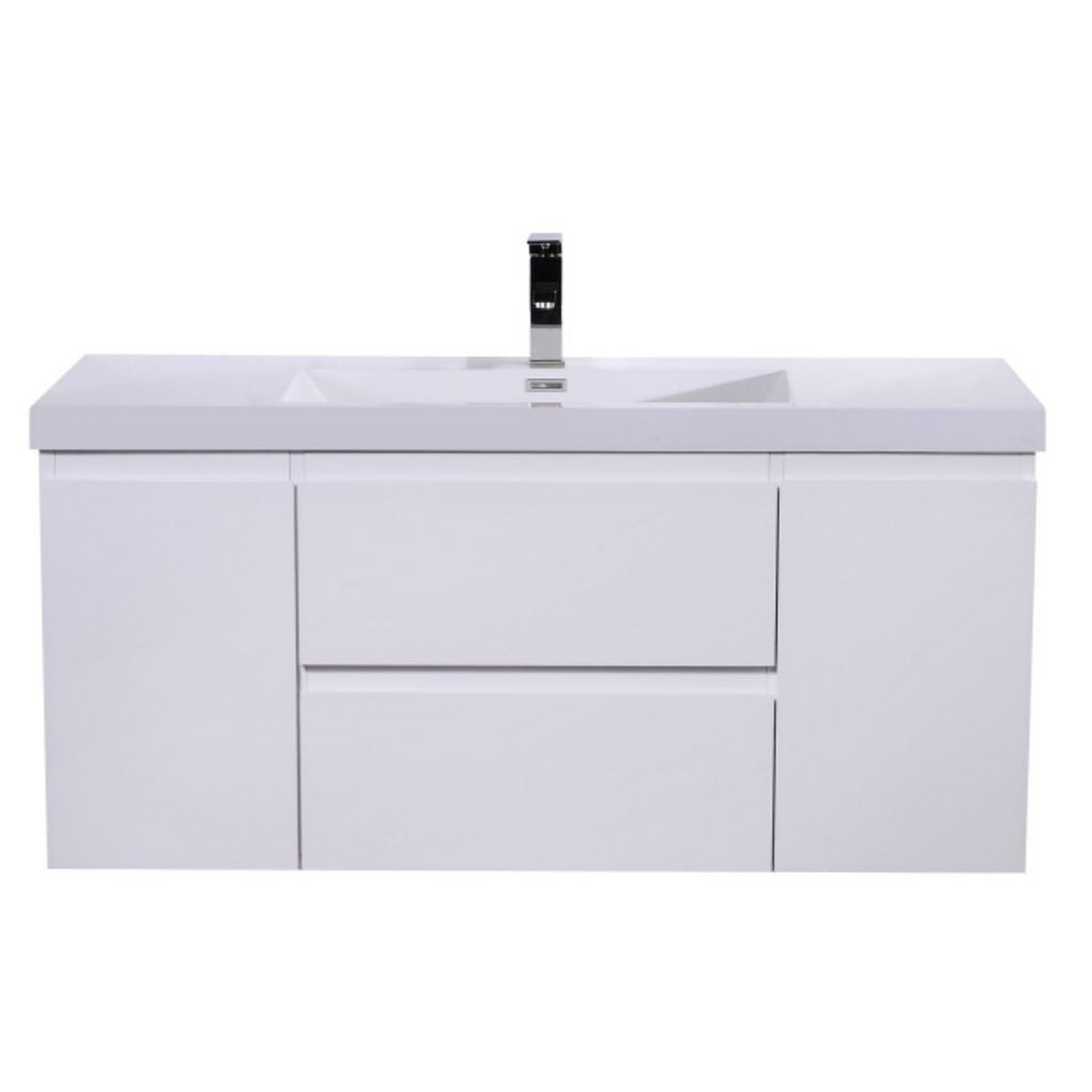 Boho Elegance 48" High Gloss White Wall-Mounted Vanity With Single Reinforced White Acrylic Sink