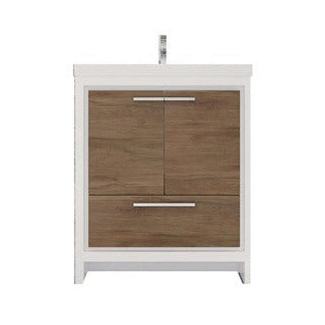 Amara 30" White Oak Freestanding Vanity With Single Reinforced White Acrylic Sink